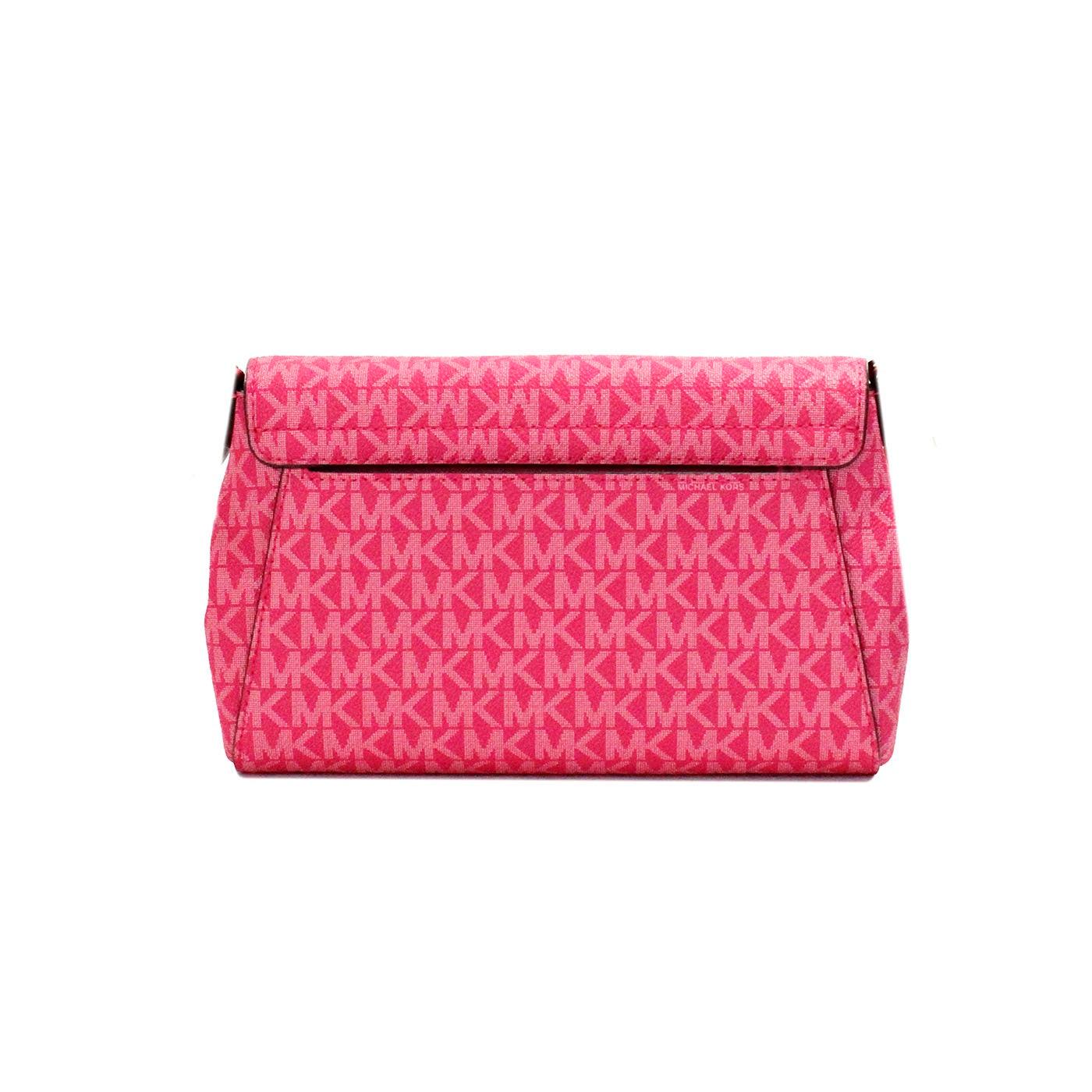 Michael Kors Jet Set Medium Electric Pink Convertible Pouchette Crossbody Bag - Arichezz.store