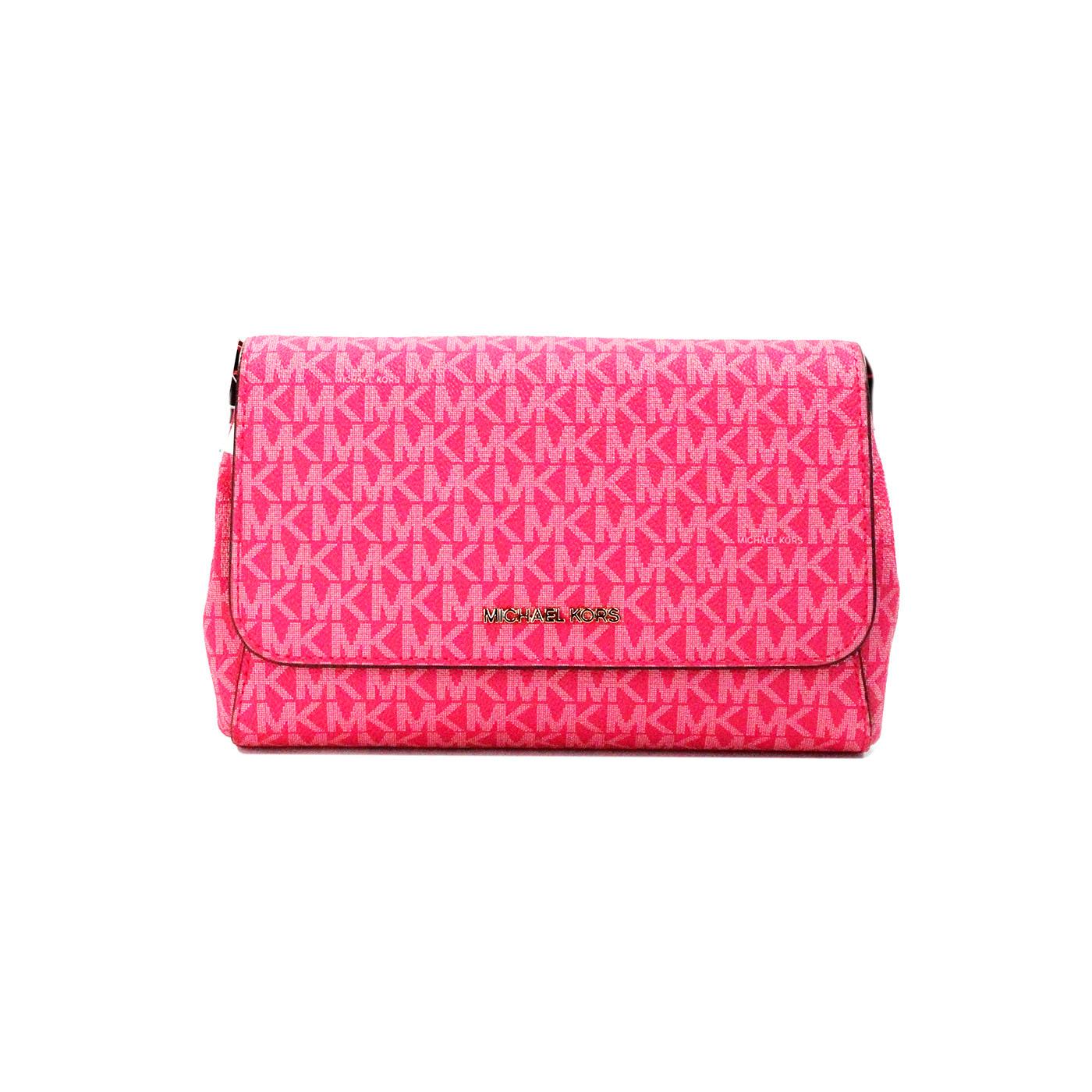 Michael Kors Jet Set Medium Electric Pink Convertible Pouchette Crossbody Bag - Arichezz.store