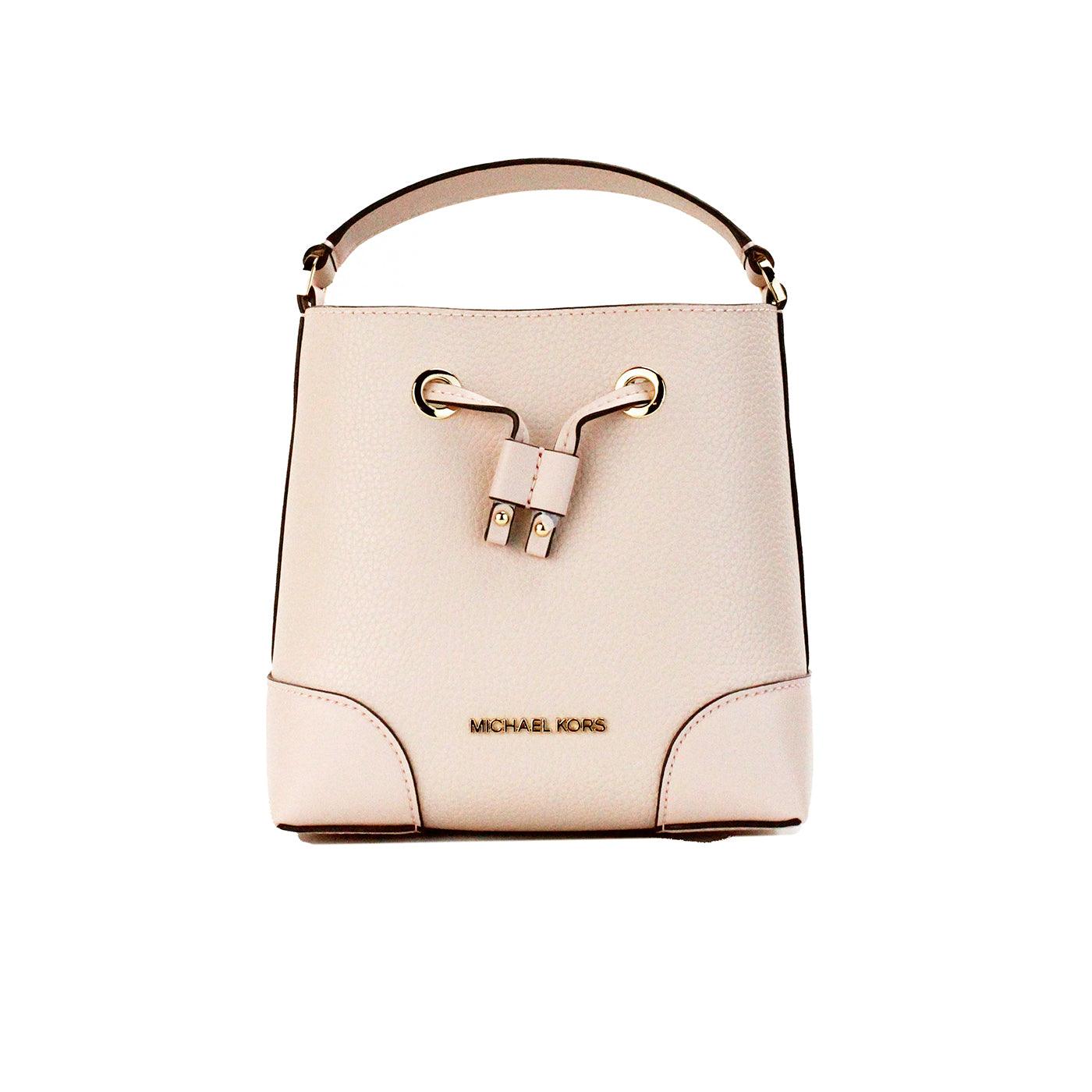 Michael Kors Mercer Small Powder Blush Pebble Leather Bucket Crossbody Bag Purse - Arichezz.store