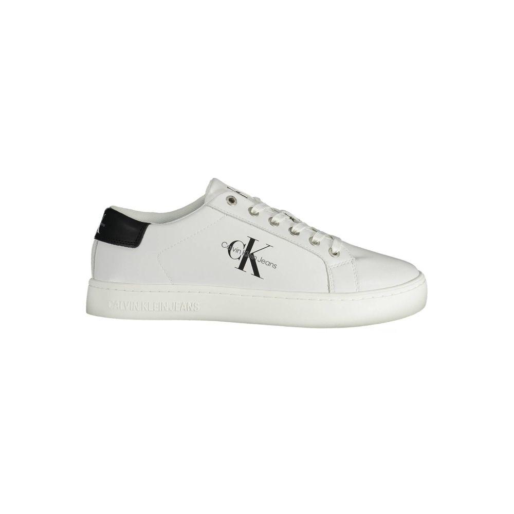 Calvin Klein Sleek White Lace-Up Sneakers with Logo Detail - Arichezz.store