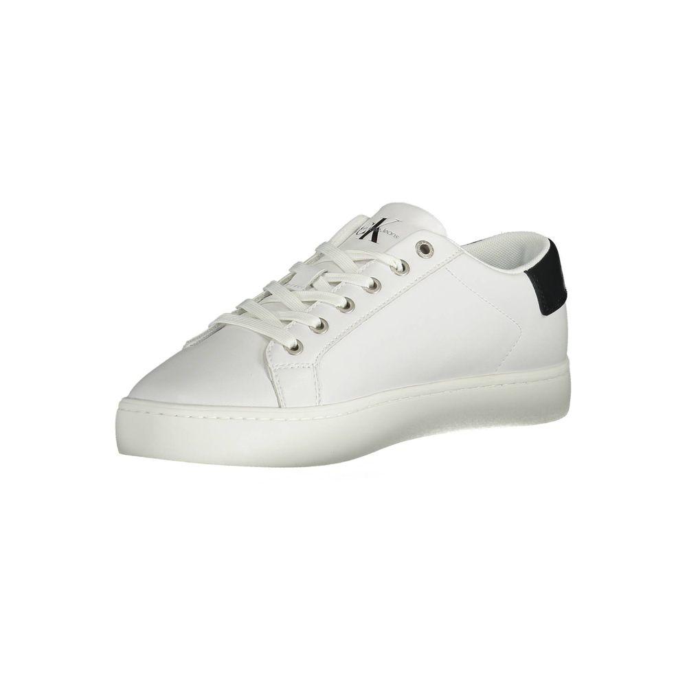 Calvin Klein Sleek White Lace-Up Sneakers with Logo Detail - Arichezz.store