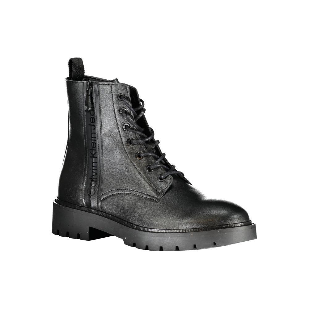 Calvin Klein Sleek Black Ankle Boots with Laces and Zip Detail - Arichezz.store