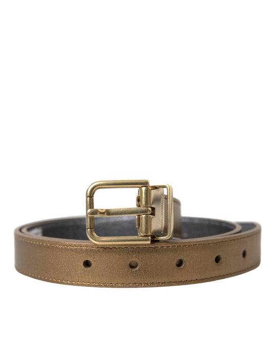 Dolce & Gabbana Metallic Gold Leather Belt - Timeless Elegance - Arichezz.store