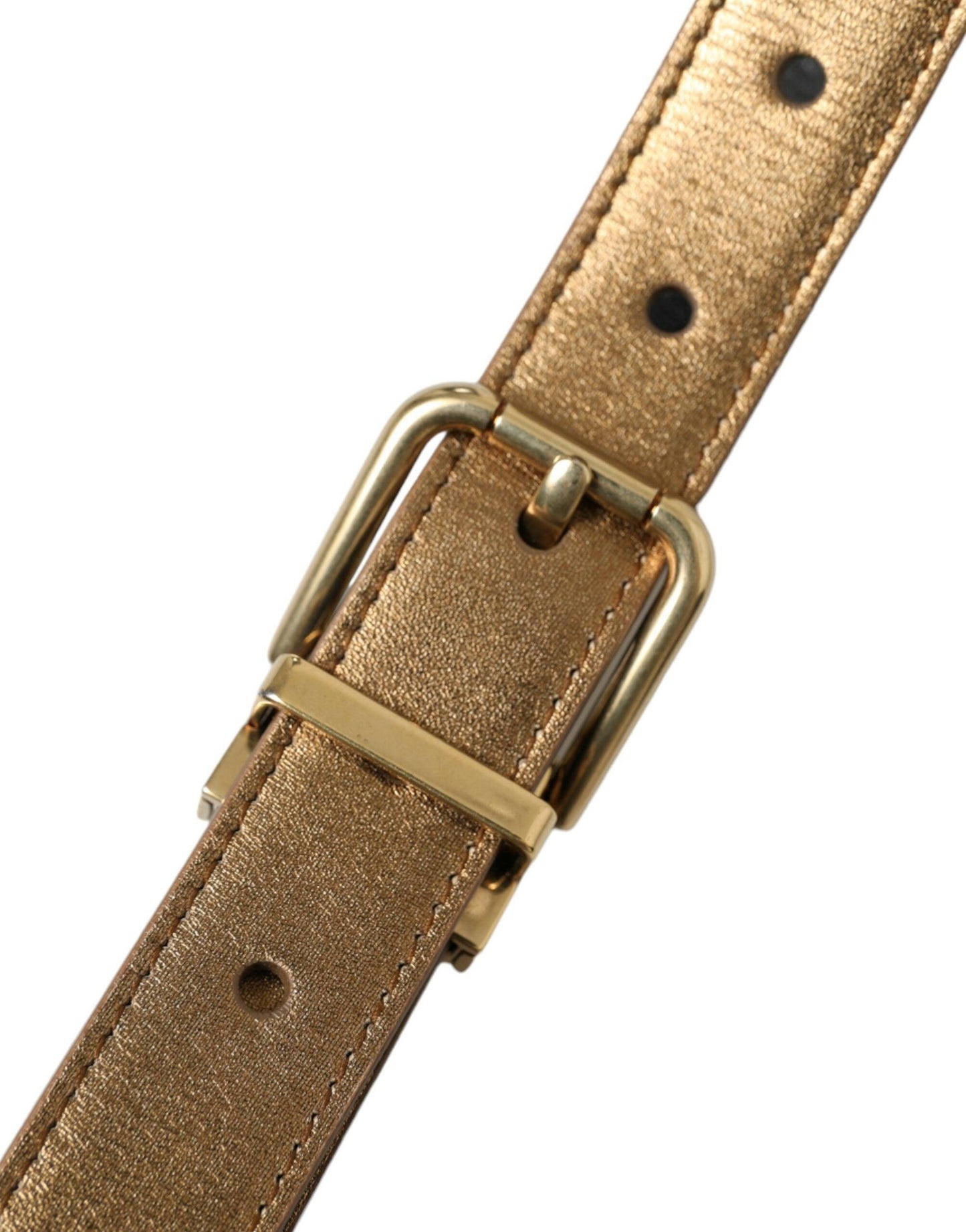 Dolce & Gabbana Metallic Gold Leather Belt - Timeless Elegance - Arichezz.store