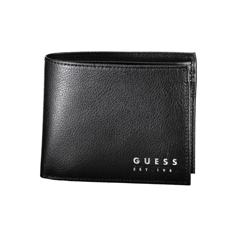 Guess Jeans Chic Black Leather Dual-Compartment Wallet - Arichezz.store