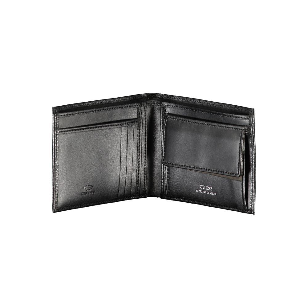 Guess Jeans Chic Black Leather Dual-Compartment Wallet - Arichezz.store