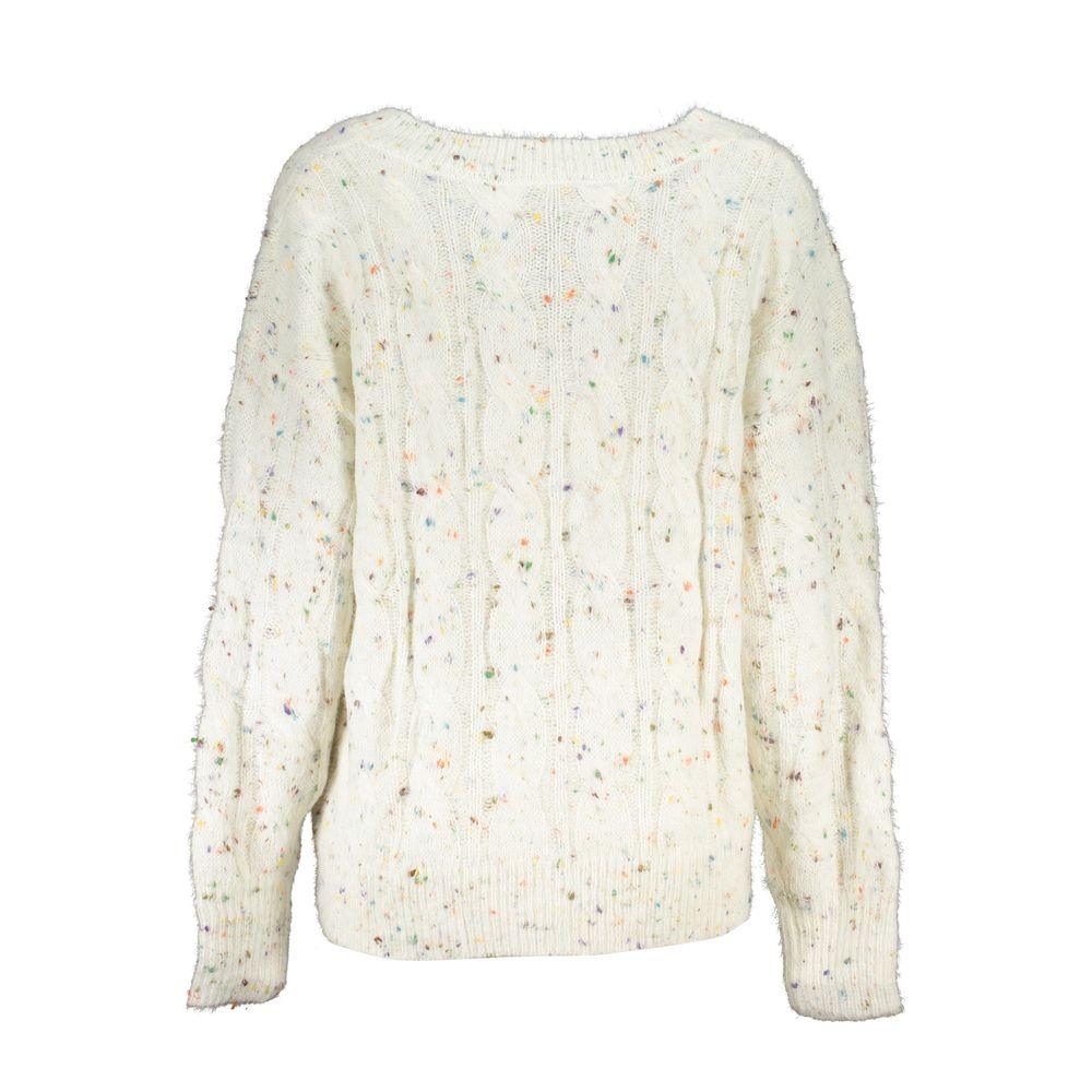 Desigual Chic Contrast V-Neck Sweater with Logo Detail - Arichezz.store