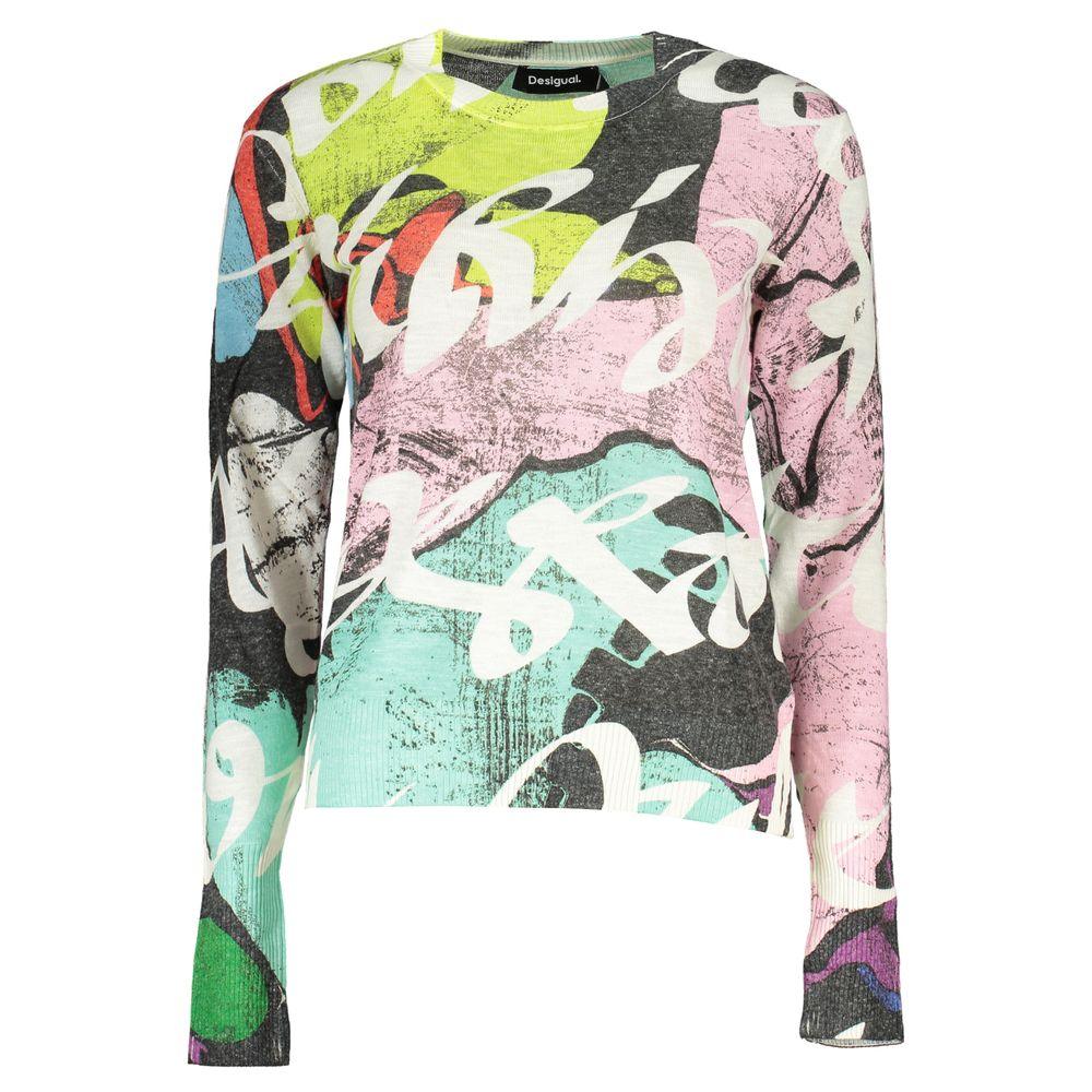 Desigual Elegant Contrast Crew Neck Sweater - Arichezz.store