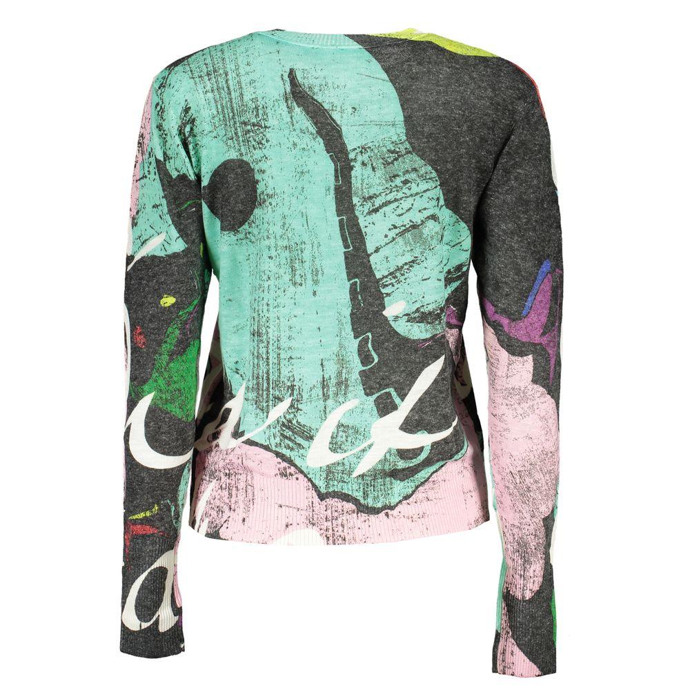 Desigual Elegant Contrast Crew Neck Sweater - Arichezz.store