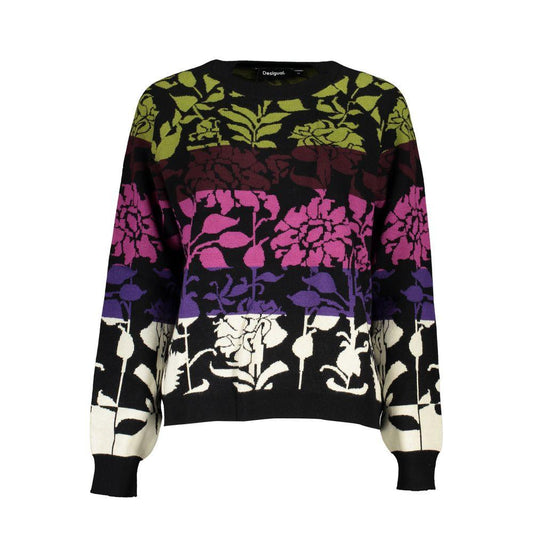 Desigual Chic Long-Sleeved Black Sweater with Contrast Details - Arichezz.store