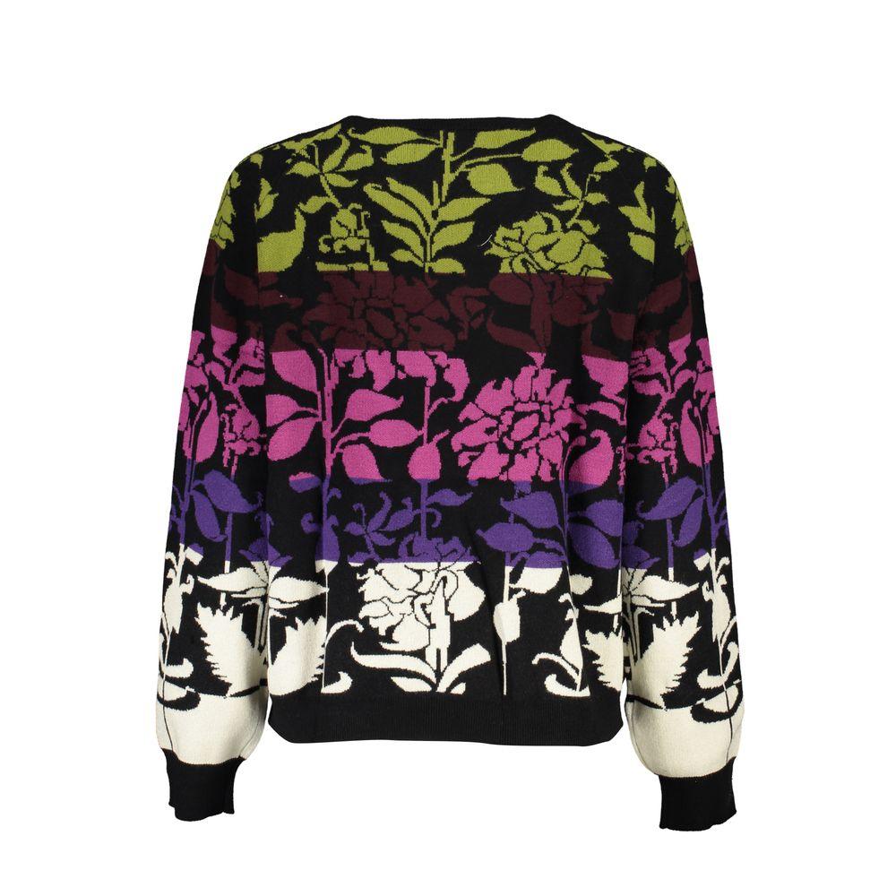 Desigual Chic Long-Sleeved Black Sweater with Contrast Details - Arichezz.store