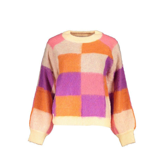 Desigual Chic Pink Contrast Crew Neck Sweater - Arichezz.store