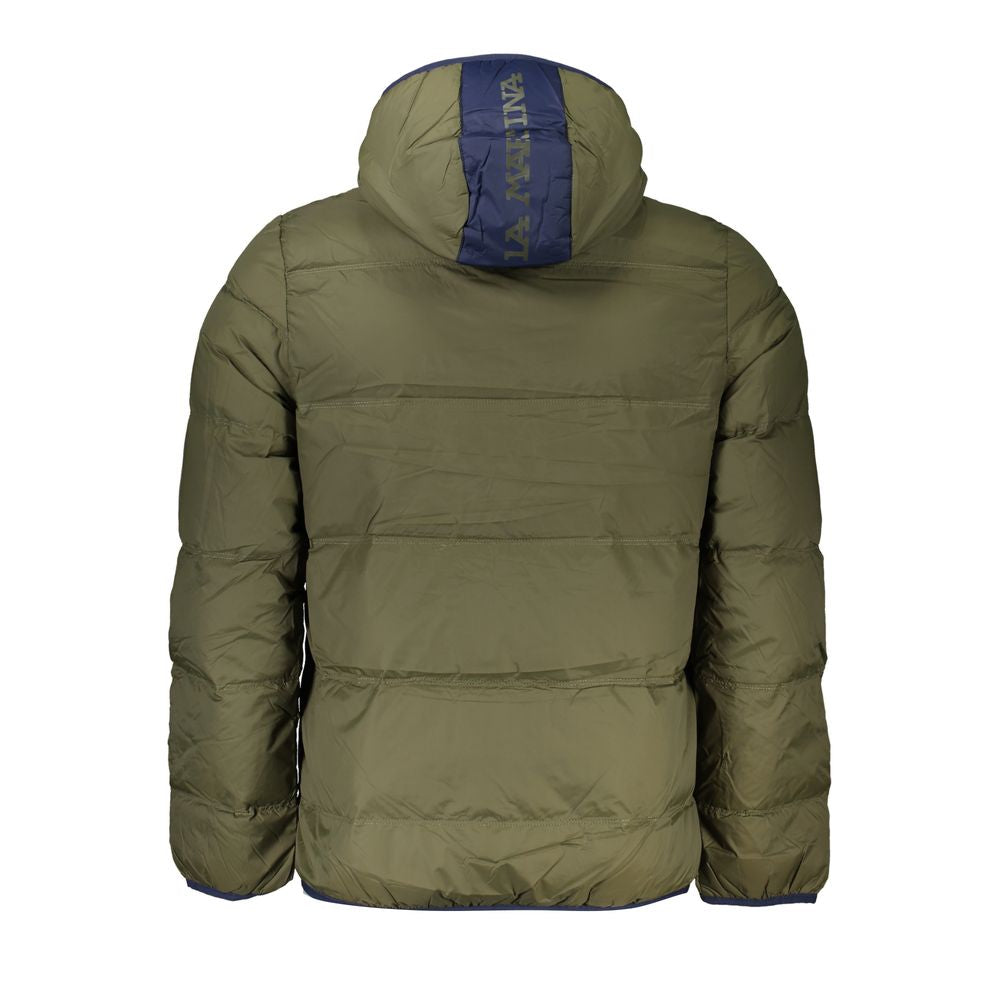 La Martina Elegant Green Hooded Jacket with Contrast Details - Arichezz.store