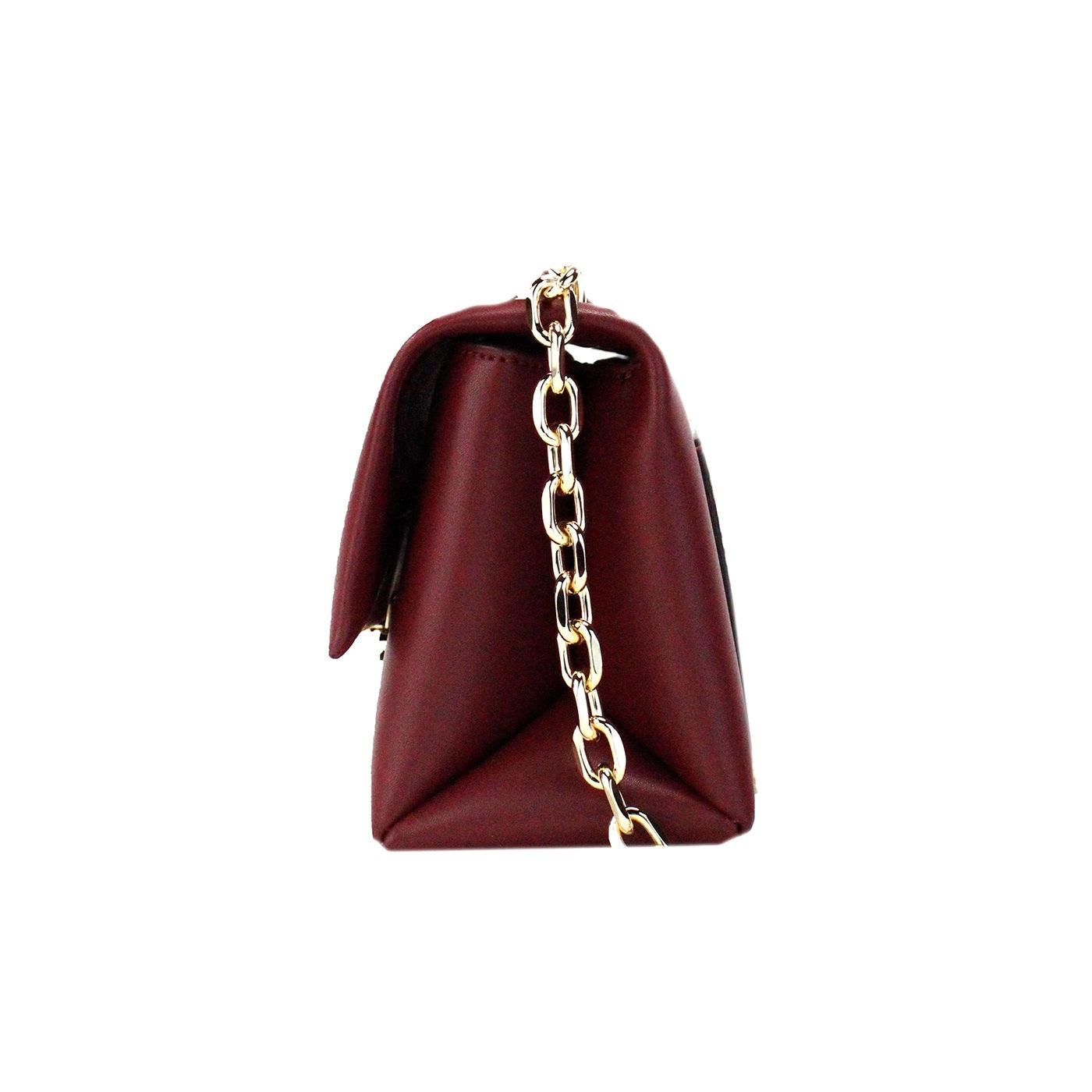 Michael Kors Cece Small Dark Cherry Vegan Leather Convertible Flap Crossbody Bag - Arichezz.store