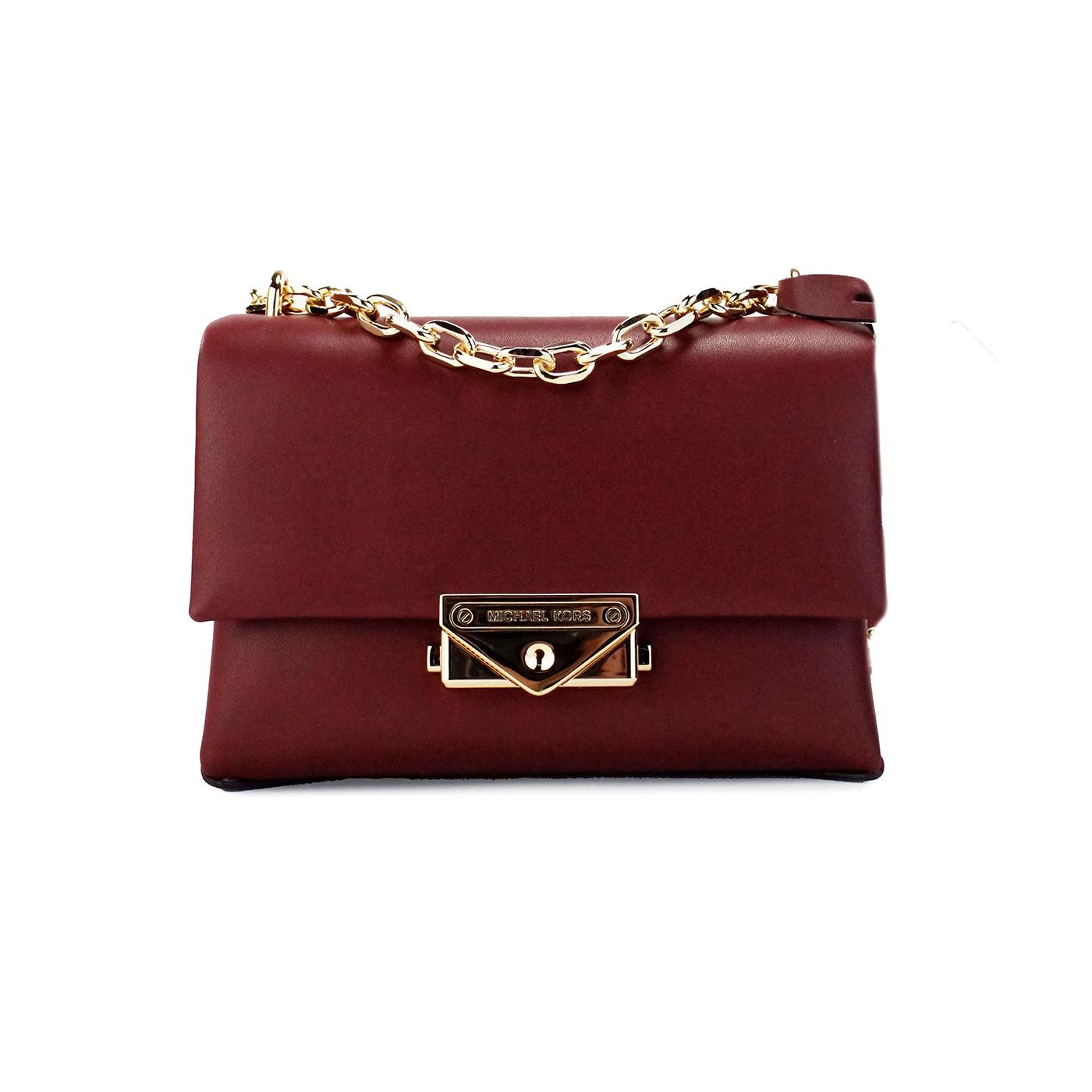 Michael Kors Cece Small Dark Cherry Vegan Leather Convertible Flap Crossbody Bag - Arichezz.store