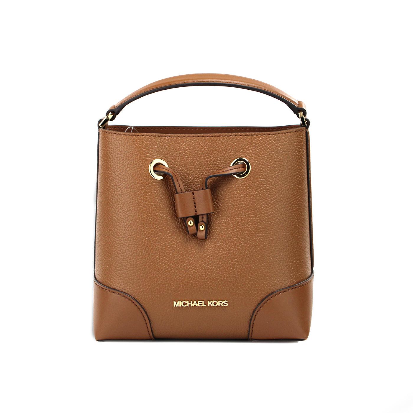 Michael Kors Mercer Small Luggage Pebbled Leather Bucket Crossbody Bag Purse - Arichezz.store