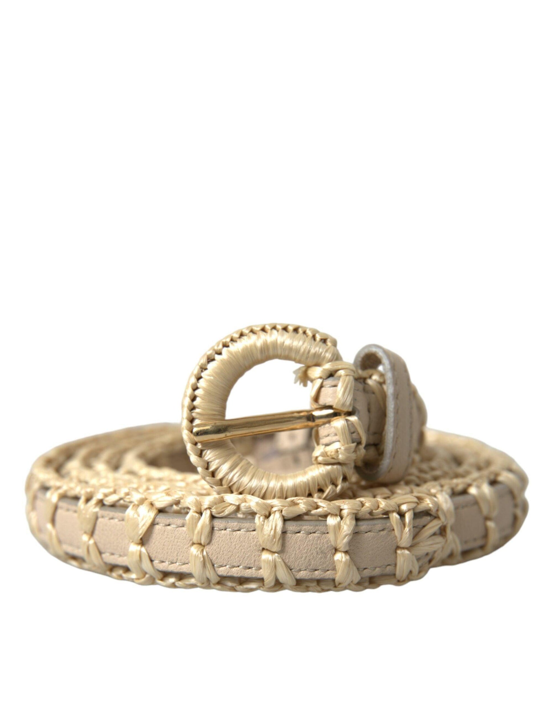 Dolce & Gabbana Elegant Beige Leather Waist Belt - Arichezz.store