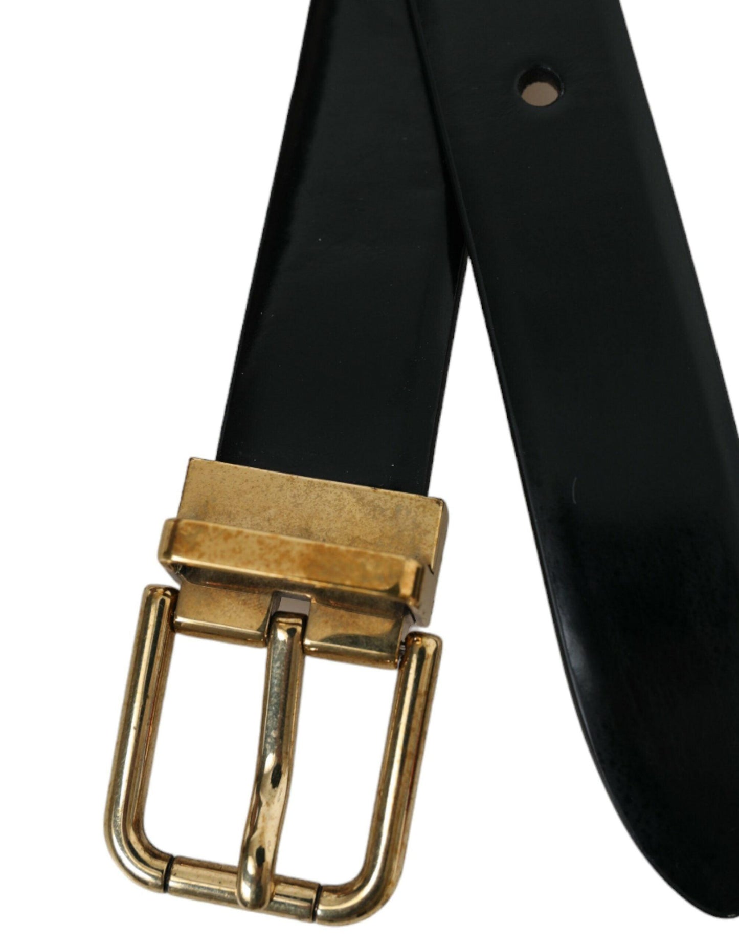 Dolce & Gabbana Elegant Black Leather Waist Belt with Logo Buckle - Arichezz.store