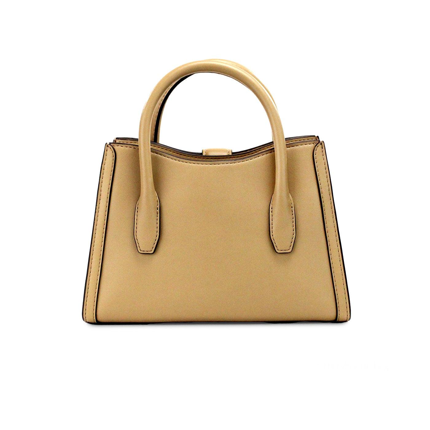 Michael Kors Gabby Small Camel Faux Leather Top Zip Satchel Crossbody Bag - Arichezz.store