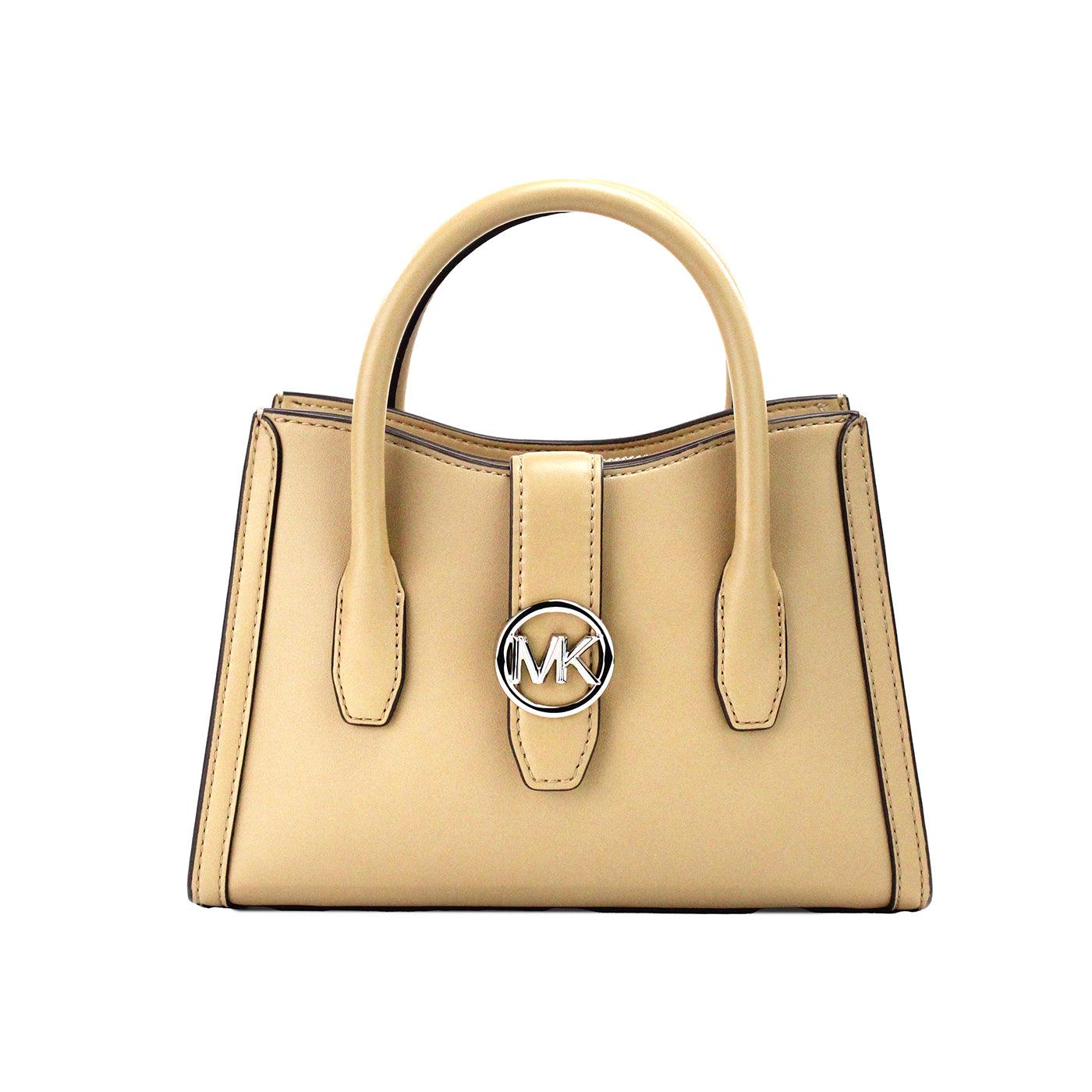 Michael Kors Gabby Small Camel Faux Leather Top Zip Satchel Crossbody Bag - Arichezz.store