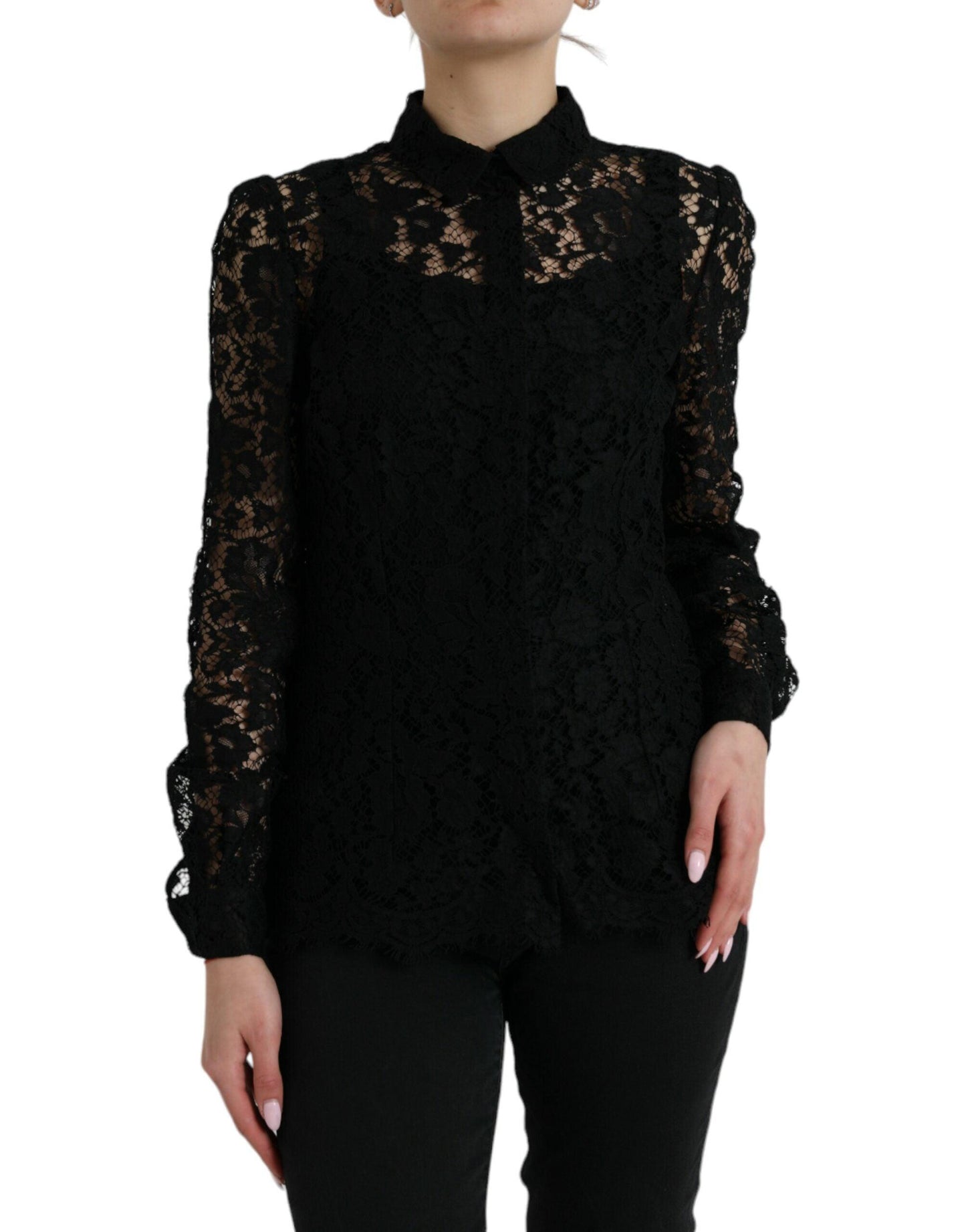 Dolce & Gabbana Elegant Floral Lace Blouse Top - Arichezz.store