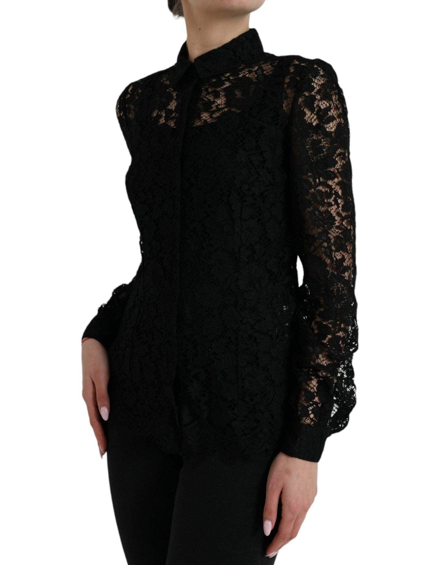 Dolce & Gabbana Elegant Floral Lace Blouse Top - Arichezz.store