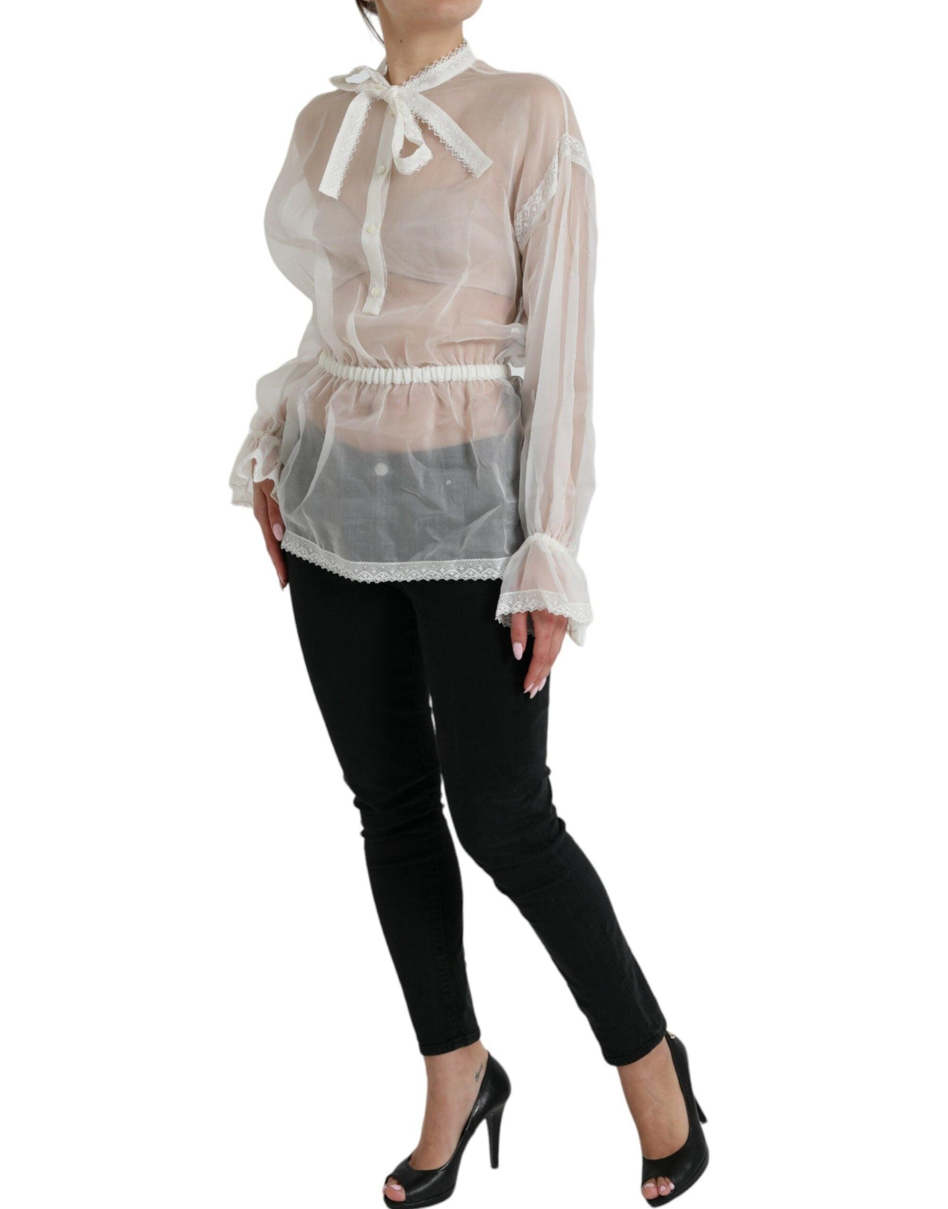 Dolce & Gabbana Elegant Silk Blend Long Sleeve Blouse - Arichezz.store