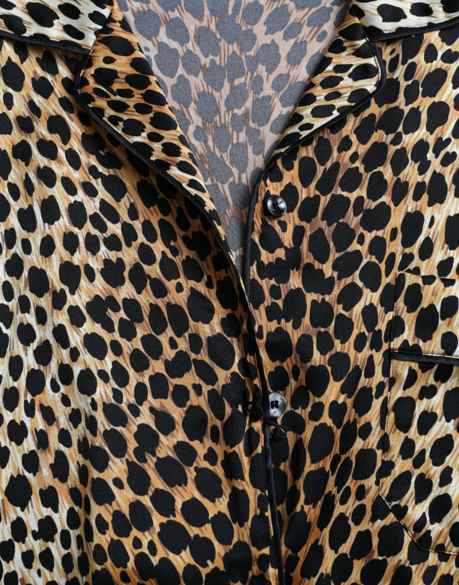 Dolce & Gabbana Elegant Brown Animal Print Silk Blouse - Arichezz.store