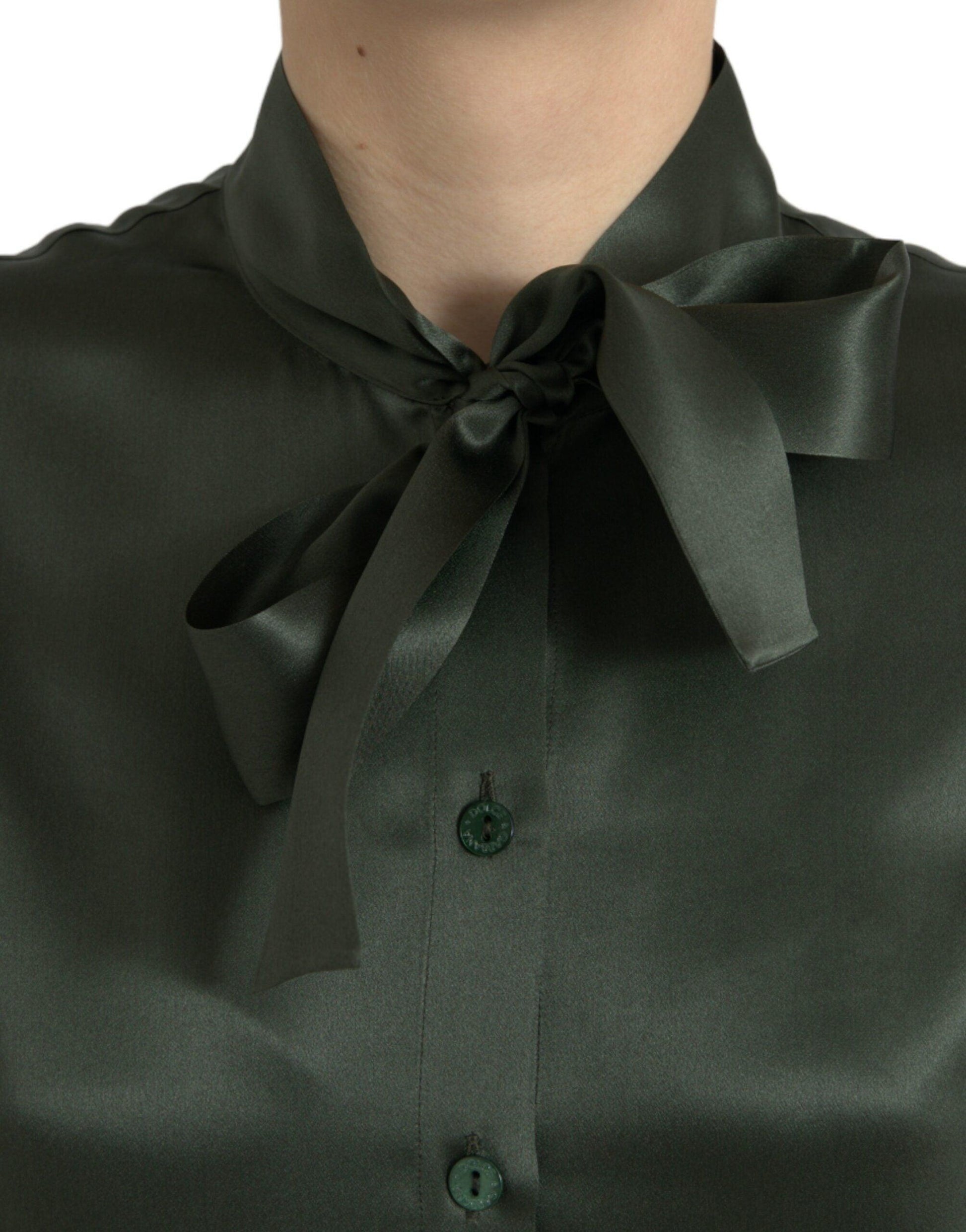 Dolce & Gabbana Elegant Silk Ascot Collar Blouse - Arichezz.store