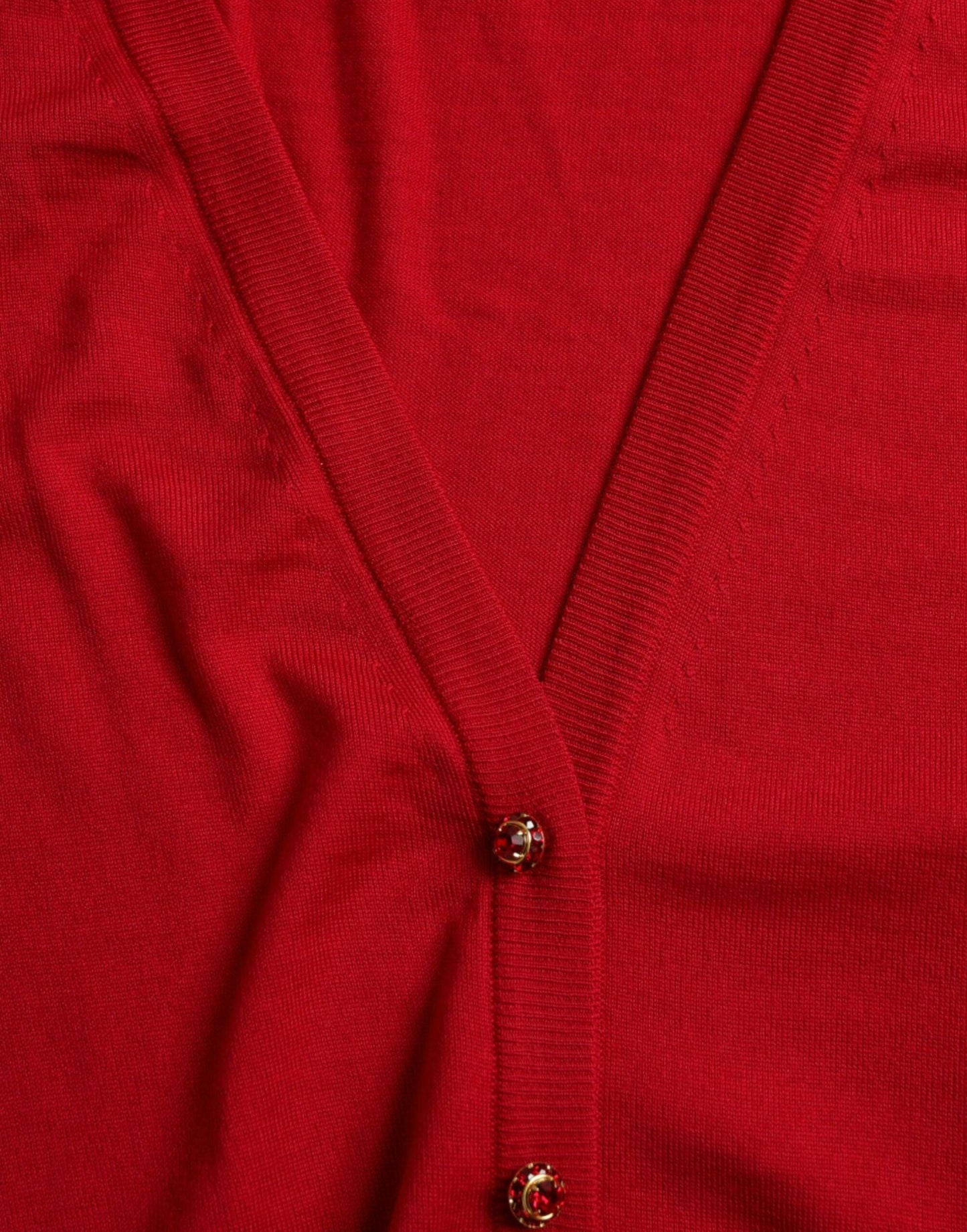 Dolce & Gabbana Elegant Red V-Neck Wool Cardigan - Arichezz.store