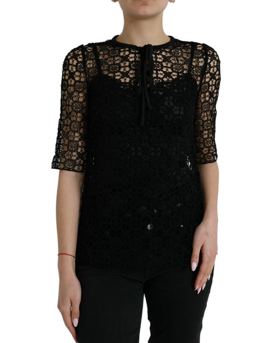 Dolce & Gabbana Elegant Floral Lace Blouse Top - Arichezz.store