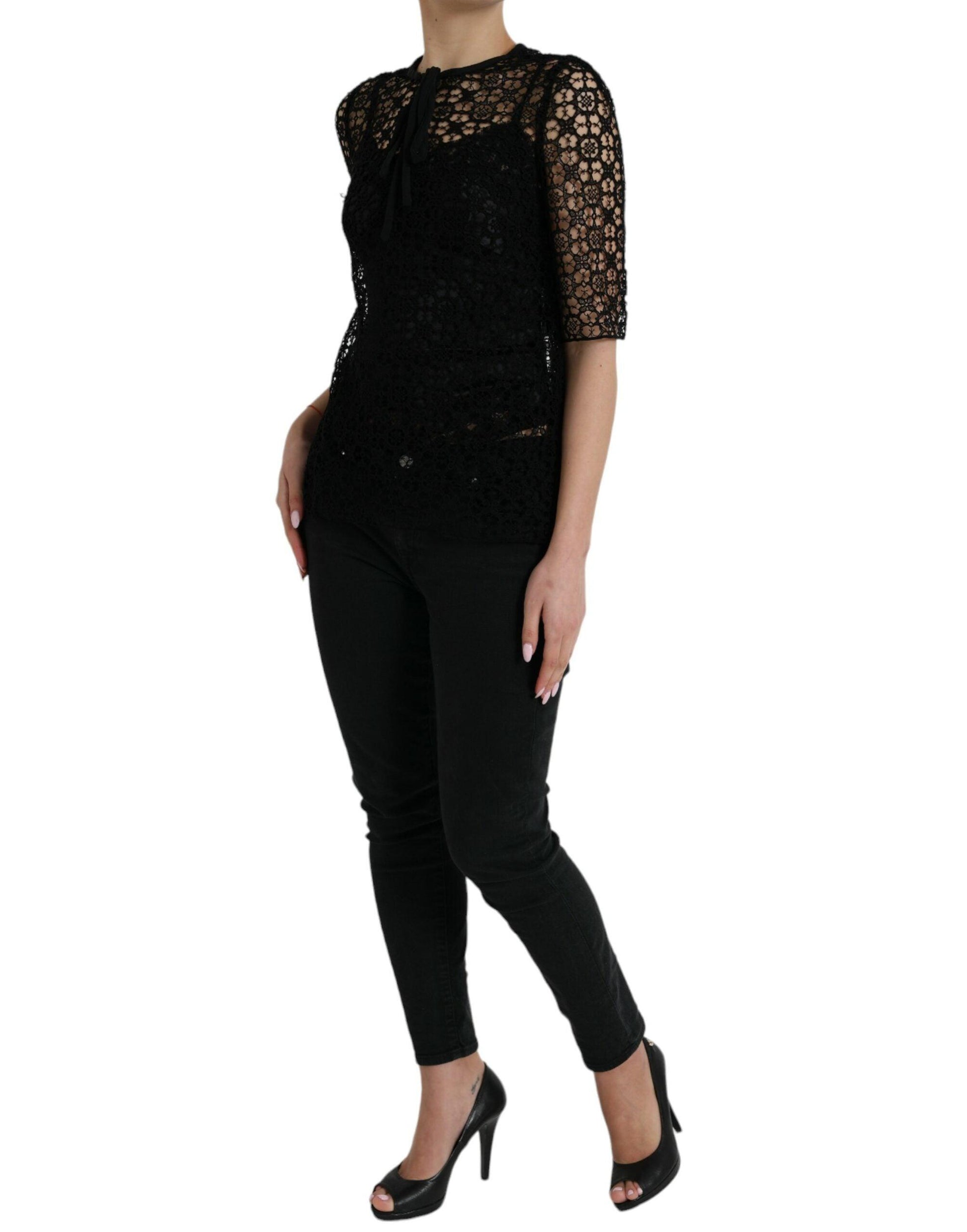 Dolce & Gabbana Elegant Floral Lace Blouse Top - Arichezz.store