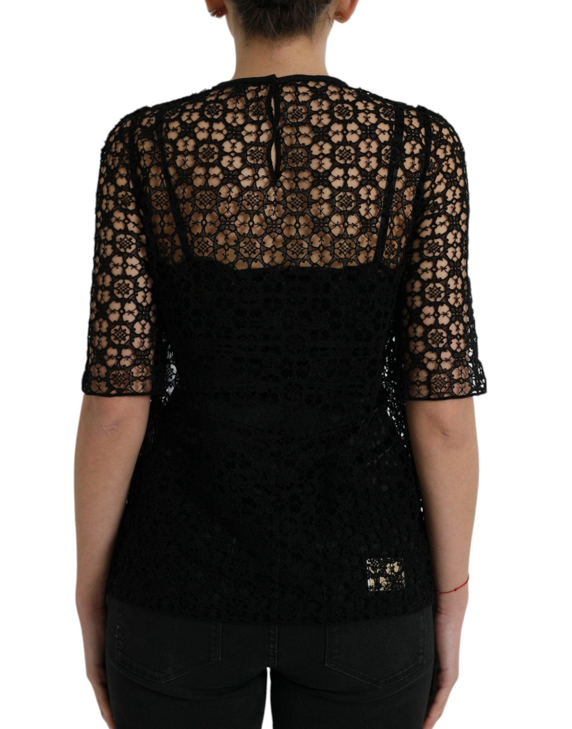 Dolce & Gabbana Elegant Floral Lace Blouse Top - Arichezz.store