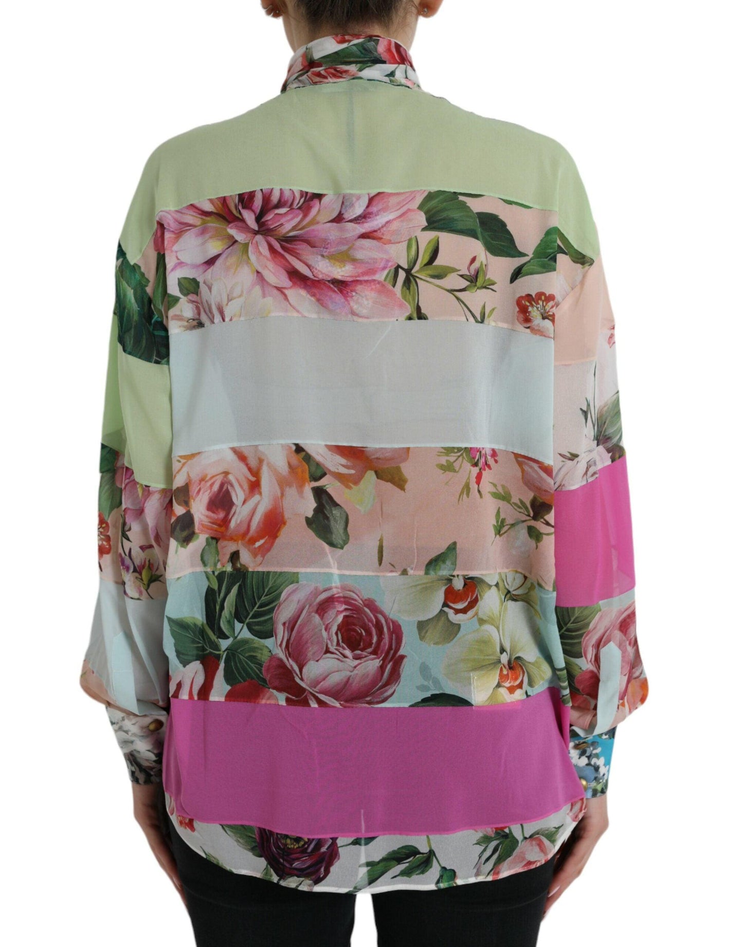 Dolce & Gabbana Elegant Multicolor Silk Blend Long Sleeve Top - Arichezz.store