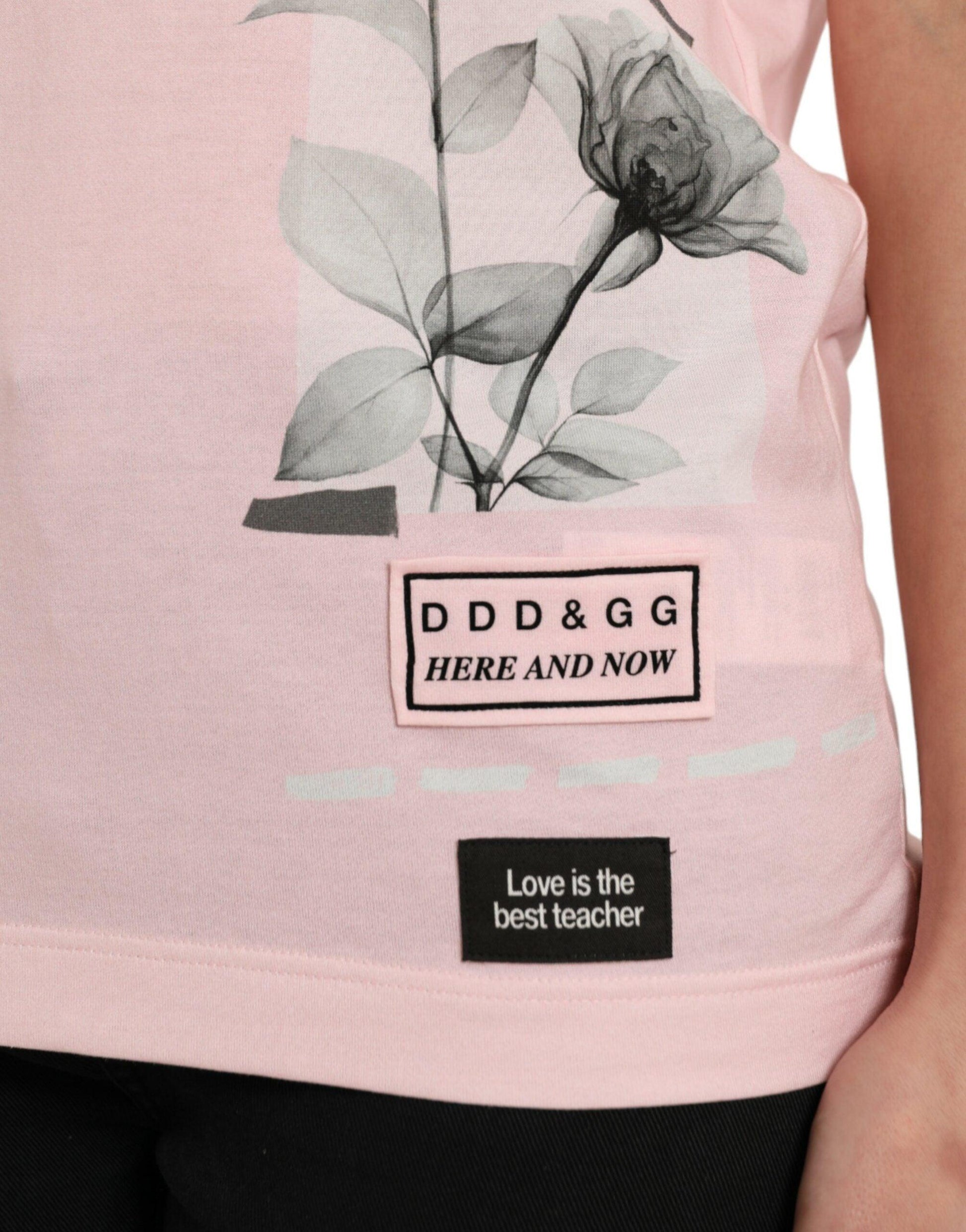 Dolce & Gabbana Chic Pink Floral Cotton Tee - Arichezz.store