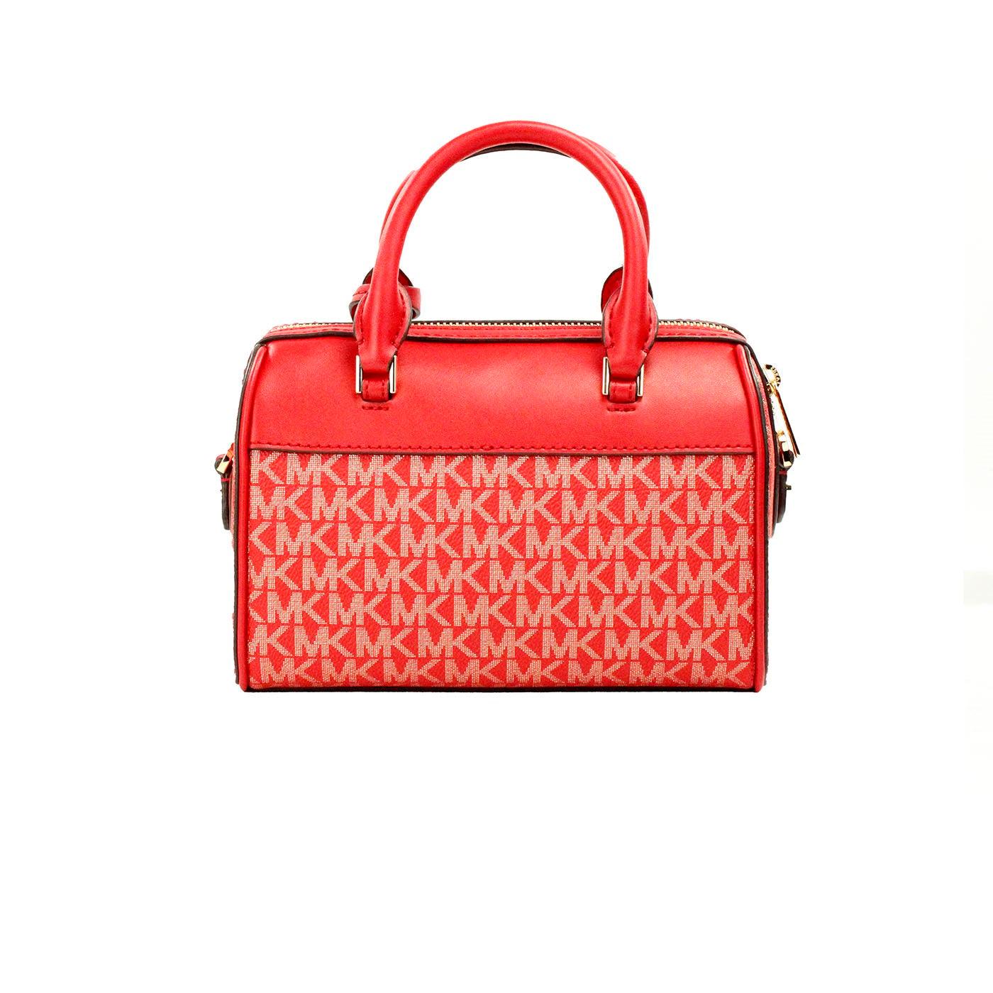 Michael Kors Travel XS Bright Red Signature PVC Duffle Crossbody Bag Purse - Arichezz.store