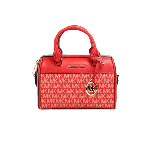 Michael Kors Travel XS Bright Red Signature PVC Duffle Crossbody Bag Purse - Arichezz.store