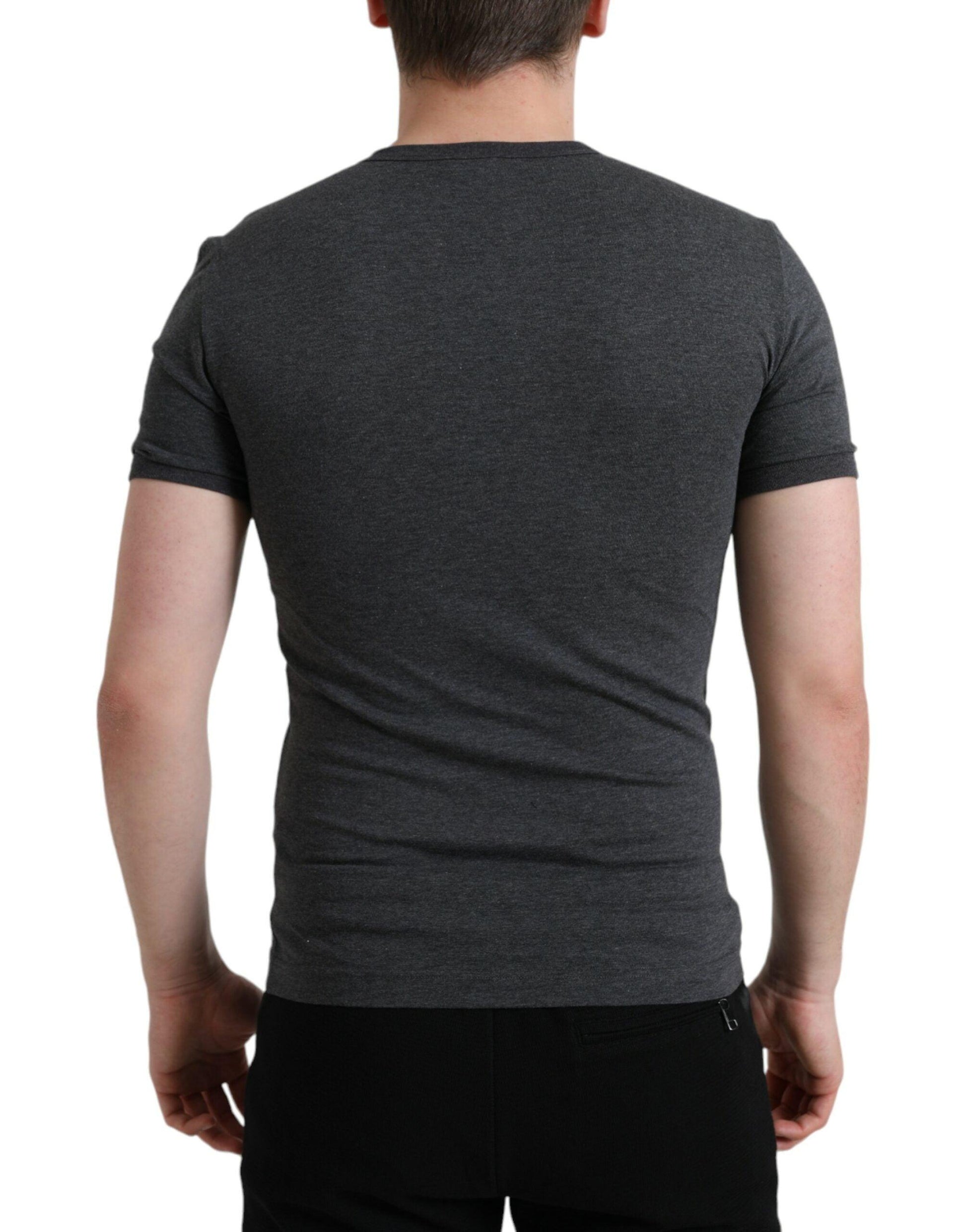 Dolce & Gabbana Elegant Dark Gray Crew Neck Tee - Arichezz.store