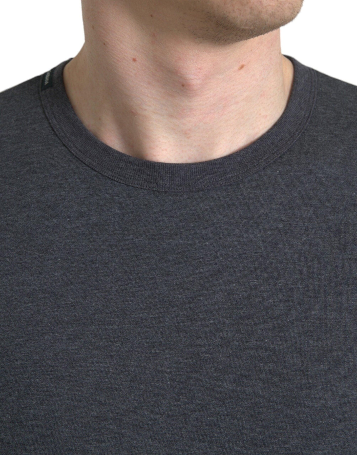 Dolce & Gabbana Elegant Dark Gray Crew Neck Tee - Arichezz.store