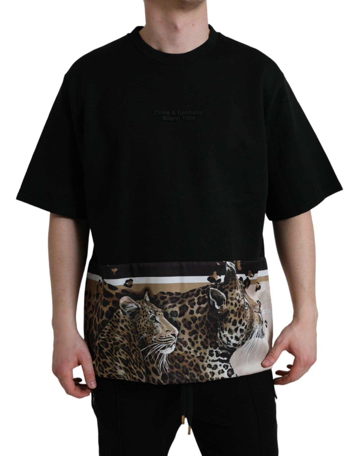 Dolce & Gabbana Elegant Leopard Print Crew Neck Tee - Arichezz.store