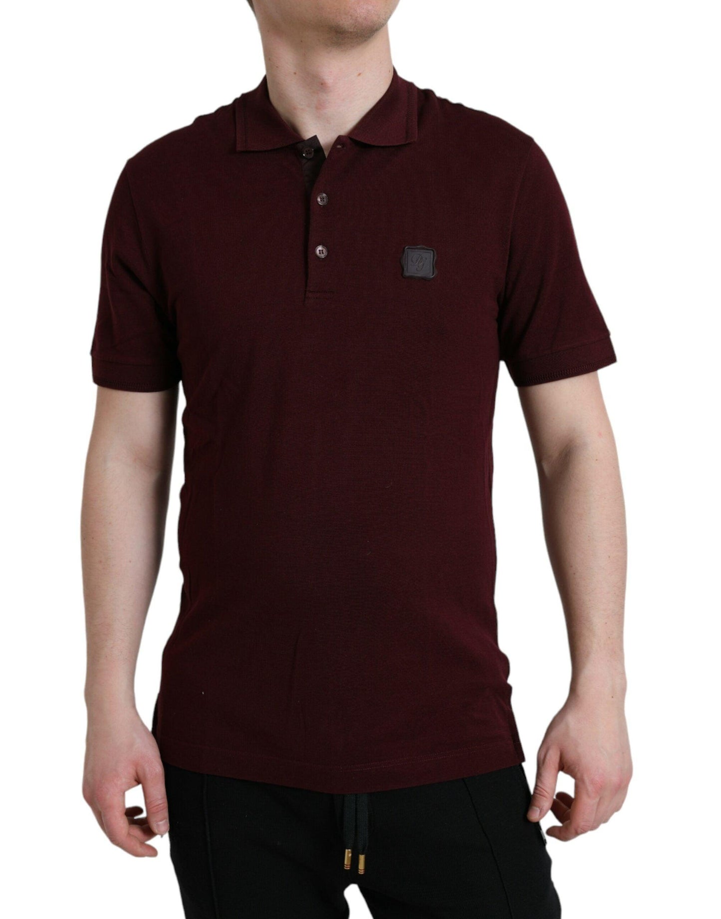 Dolce & Gabbana Elegant Maroon Cotton Blend Polo Tee - Arichezz.store