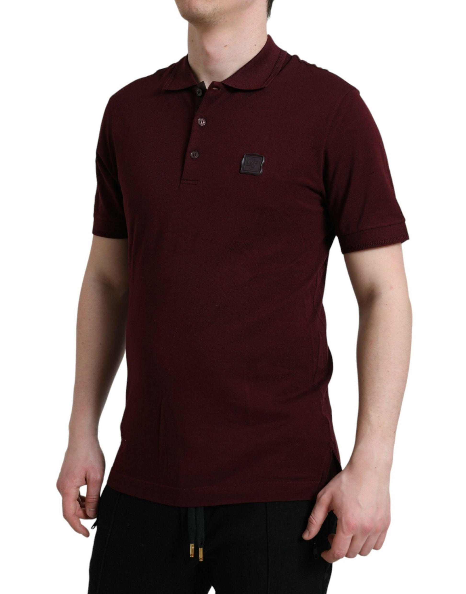 Dolce & Gabbana Elegant Maroon Cotton Blend Polo Tee - Arichezz.store