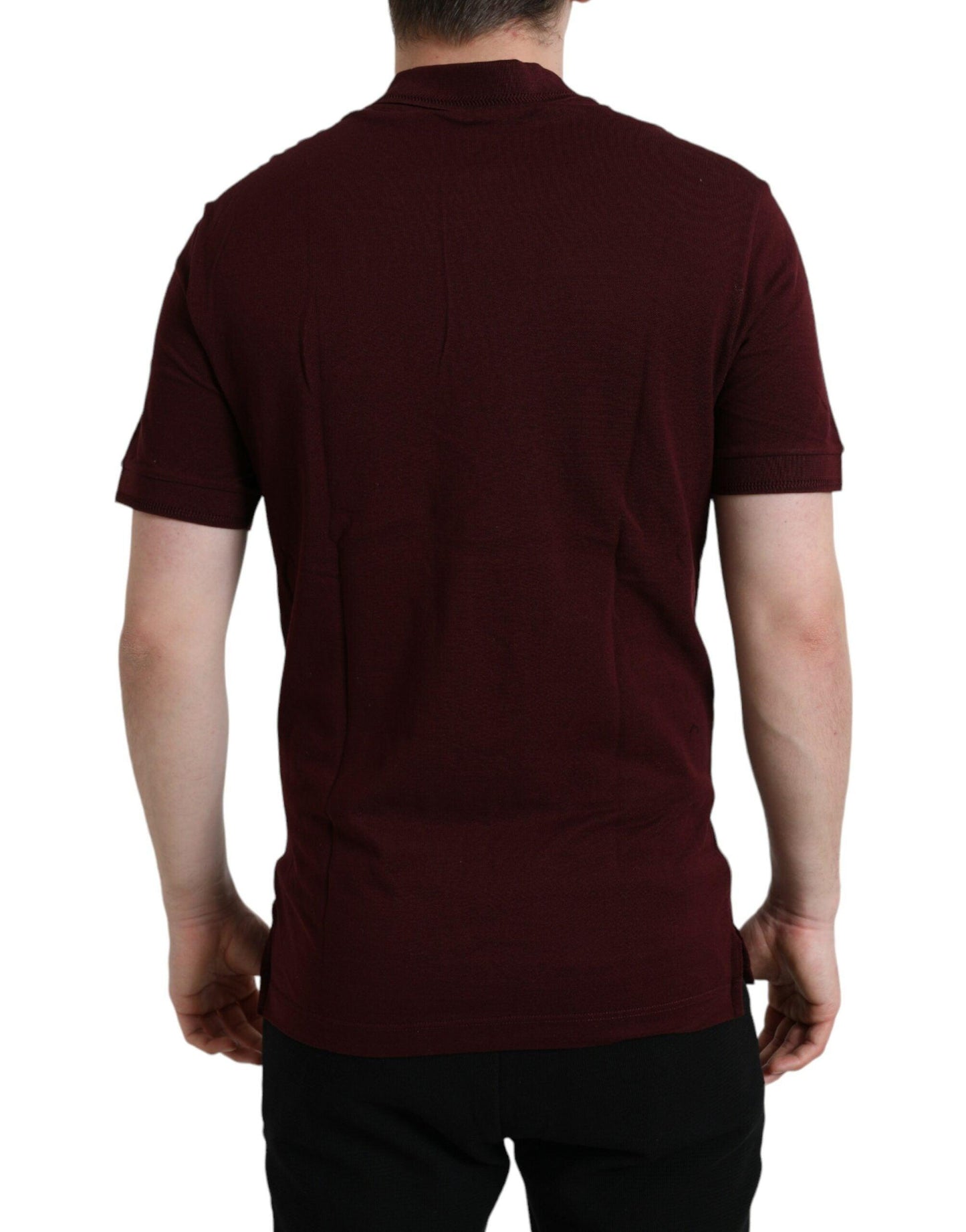 Dolce & Gabbana Elegant Maroon Cotton Blend Polo Tee - Arichezz.store