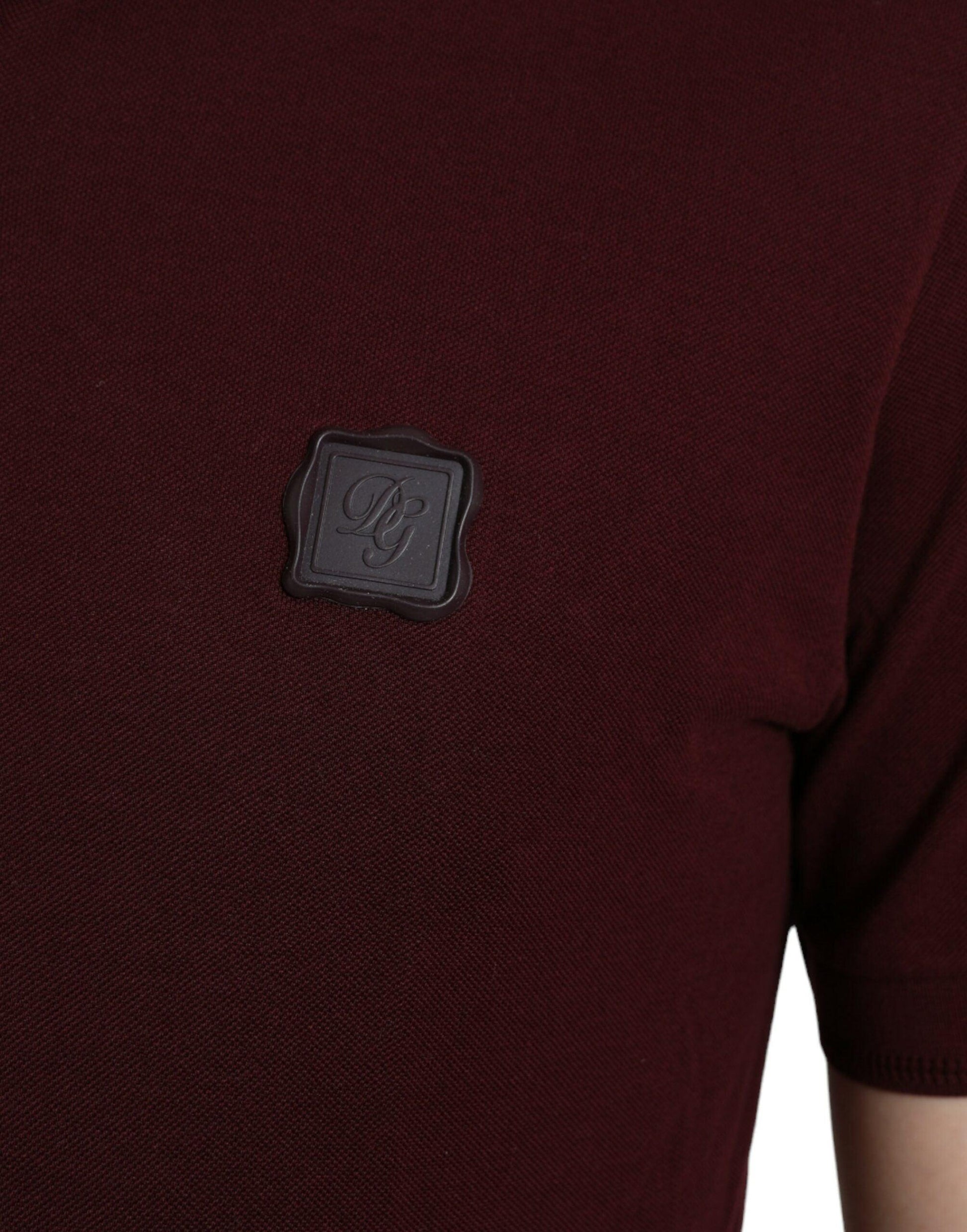 Dolce & Gabbana Elegant Maroon Cotton Blend Polo Tee - Arichezz.store