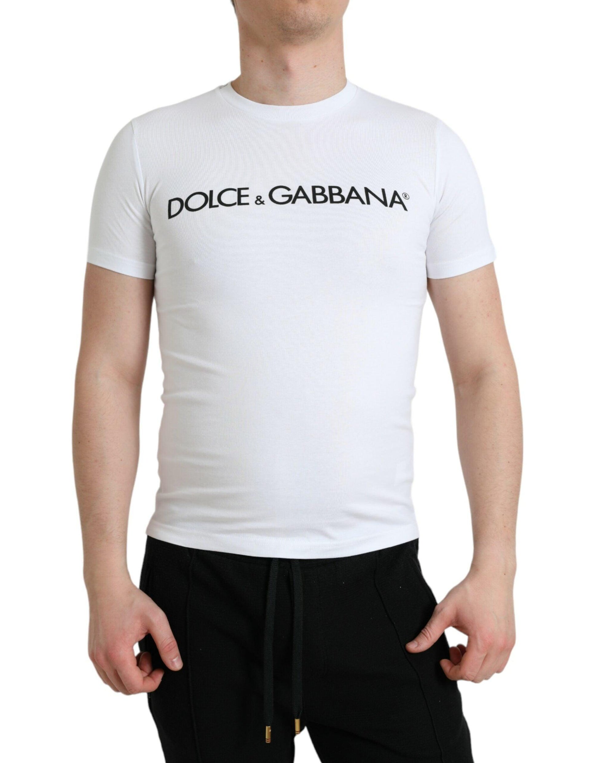 Dolce & Gabbana Elegant White Logo Crewneck Tee - Arichezz.store