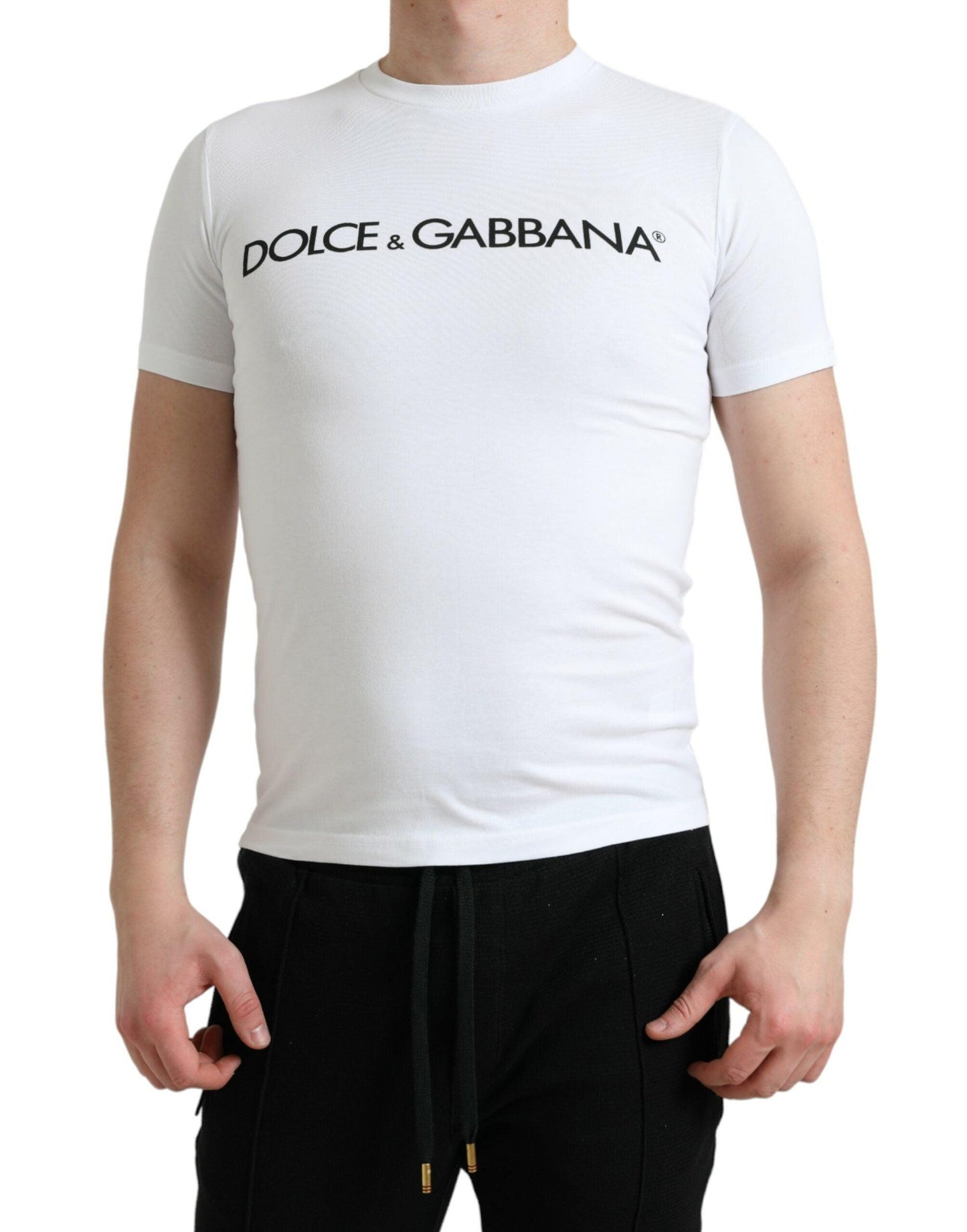 Dolce & Gabbana Elegant White Logo Crewneck Tee - Arichezz.store