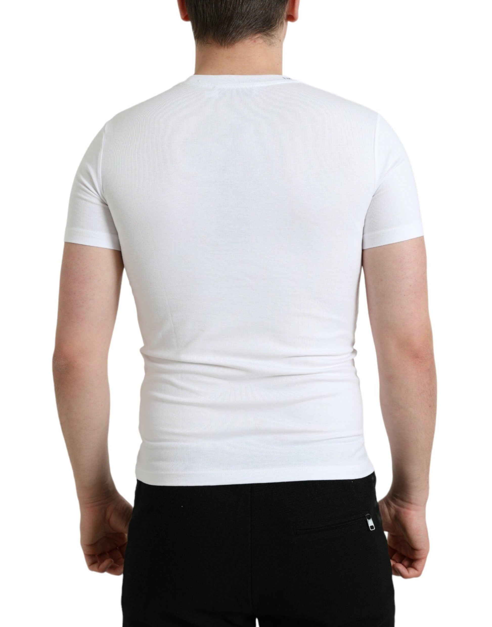 Dolce & Gabbana Elegant White Logo Crewneck Tee - Arichezz.store