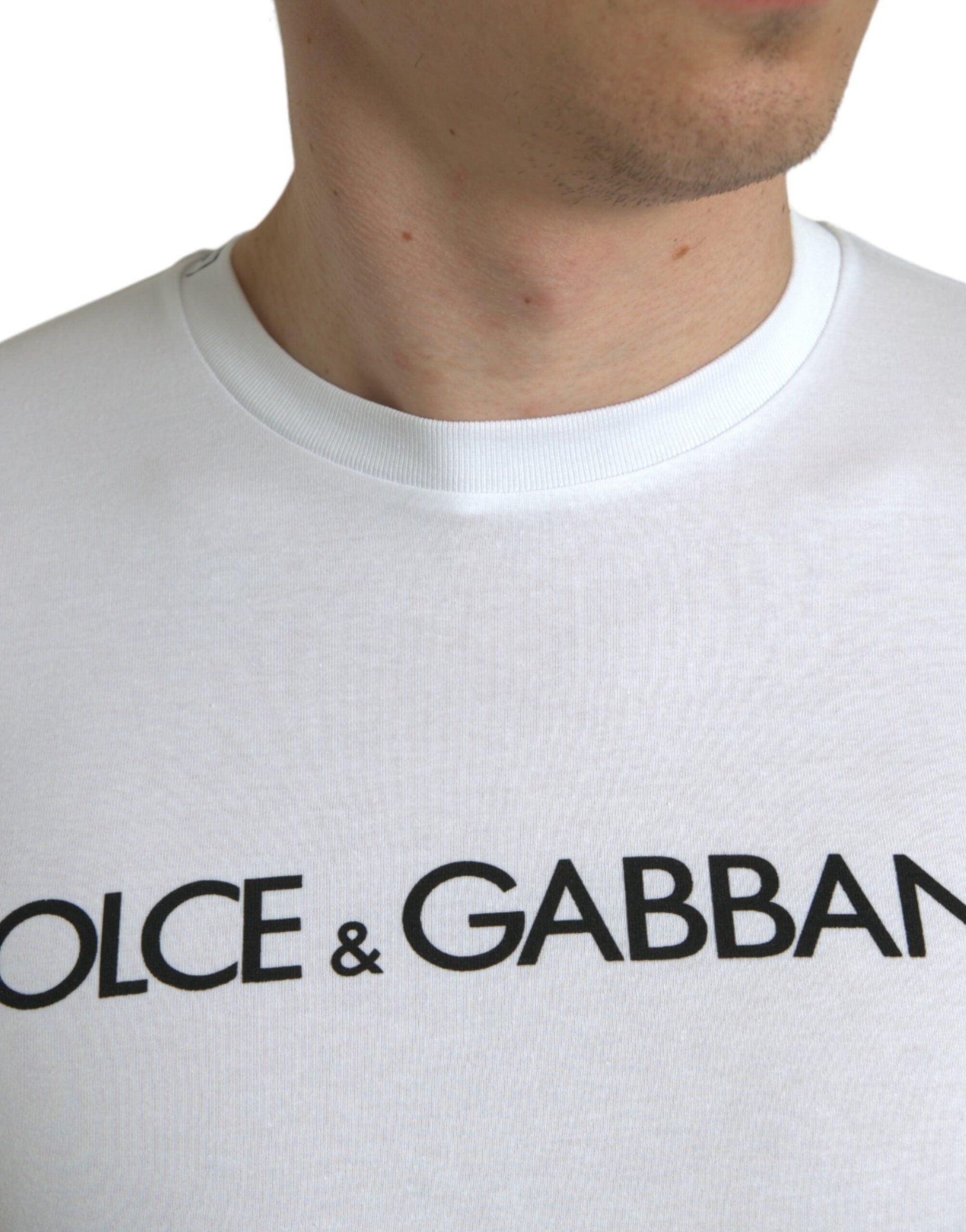 Dolce & Gabbana Elegant White Logo Crewneck Tee - Arichezz.store