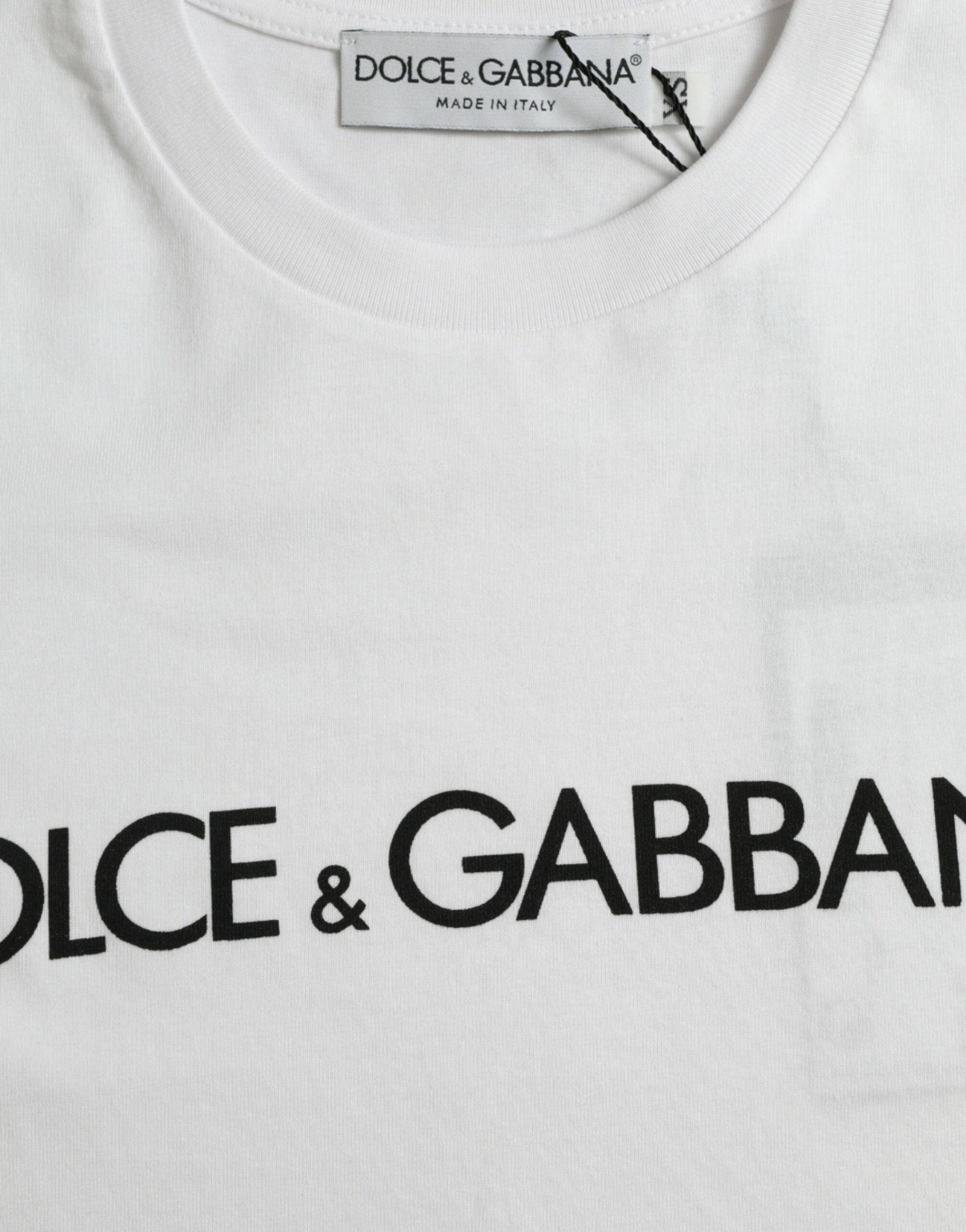 Dolce & Gabbana Elegant White Logo Crewneck Tee - Arichezz.store