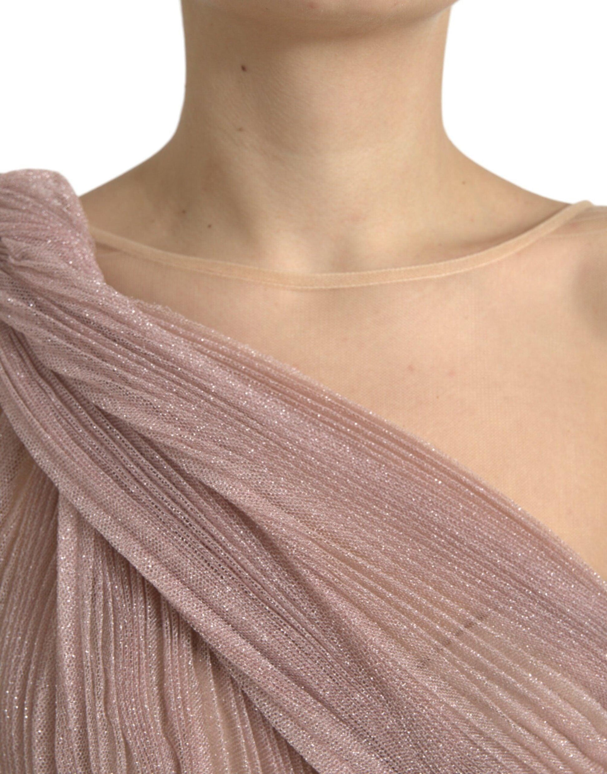 Dolce & Gabbana Lilac One-Shoulder Pleated Designer Dress - Arichezz.store